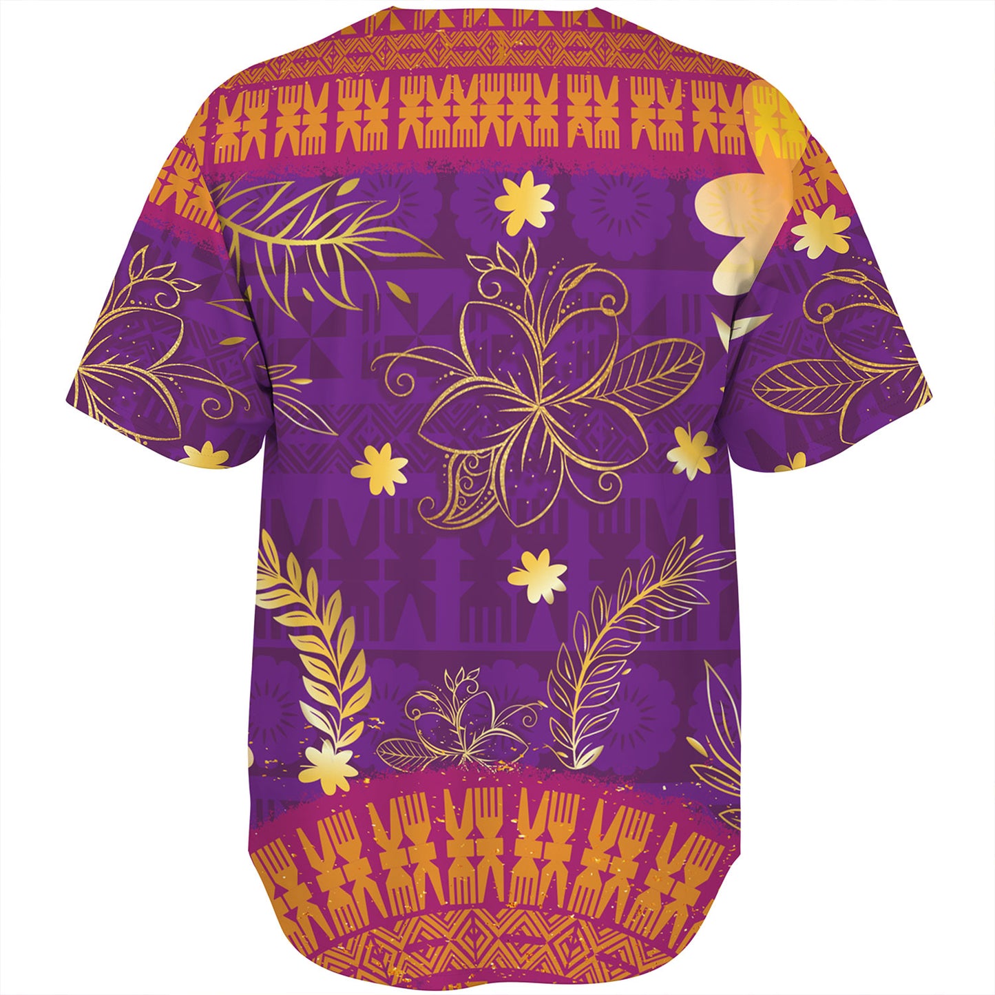 Fiji Baseball Shirt Fiji Tapa Tropical Plumeria Flowers Bouquet