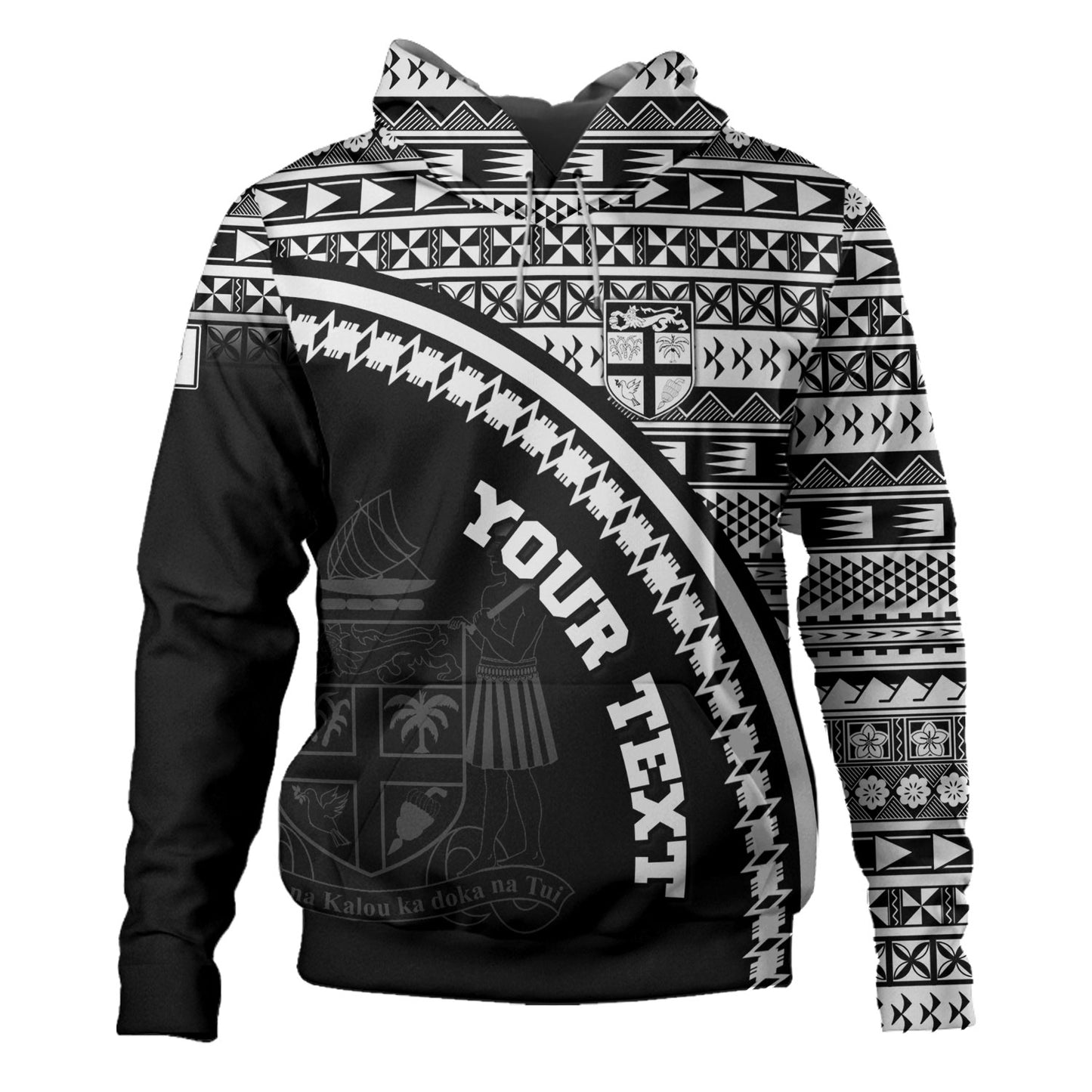 Fiji Custom Personalised Hoodie Fijian Kesakesa Masi Patterns Curve Style
