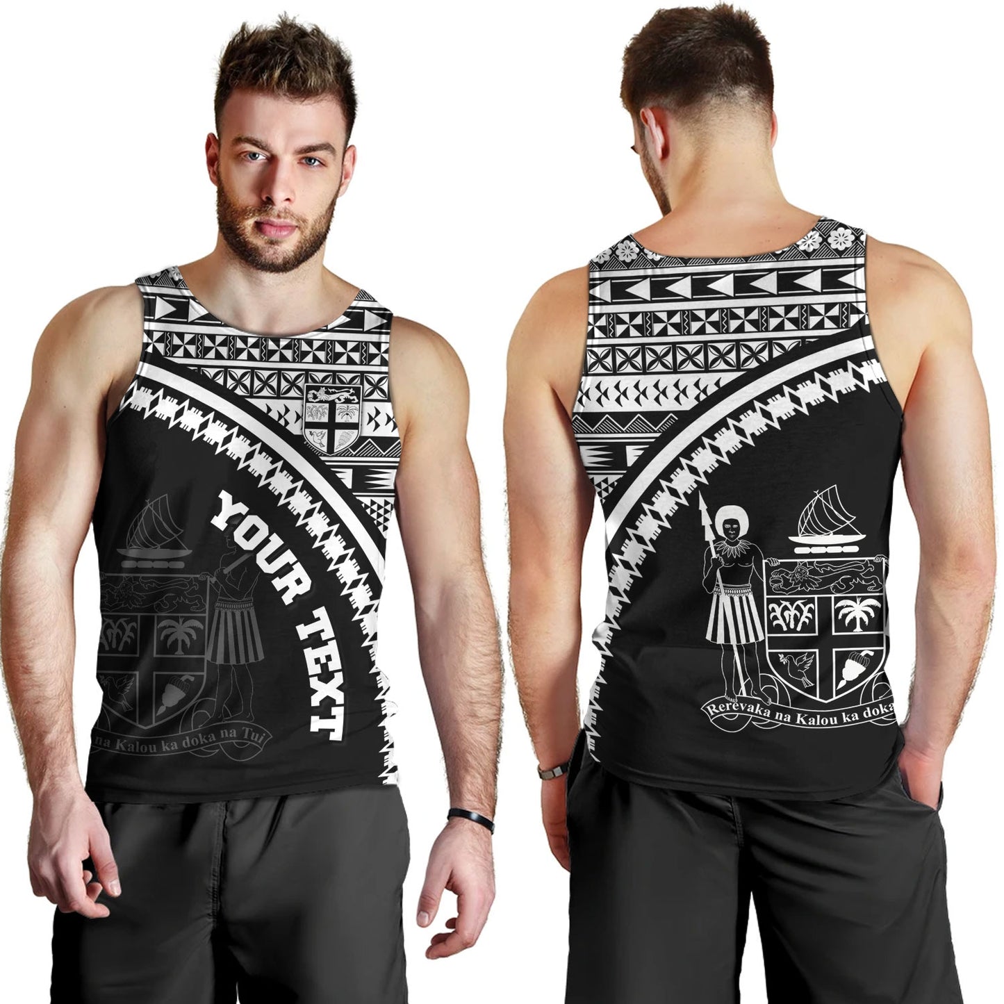 Fiji Custom Personalised Tank Top Fijian Kesakesa Masi Patterns Curve Style