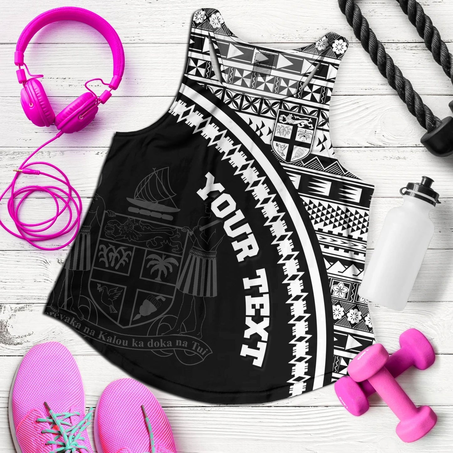 Fiji Custom Personalised Women Tank Fijian Kesakesa Masi Patterns Curve Style