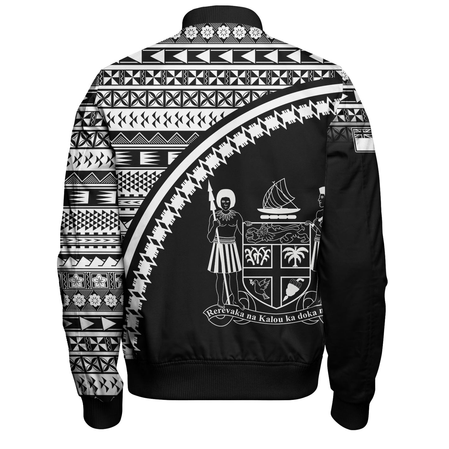 Fiji Custom Personalised Bomber Jacket Fijian Kesakesa Masi Patterns Curve Style