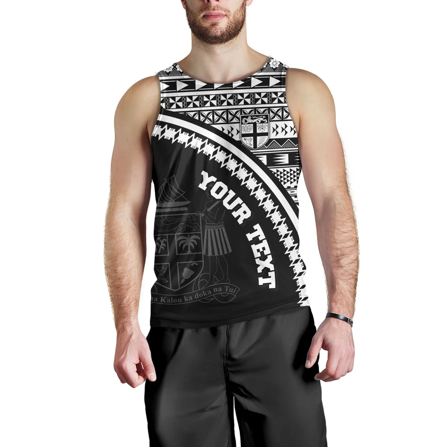 Fiji Custom Personalised Tank Top Fijian Kesakesa Masi Patterns Curve Style