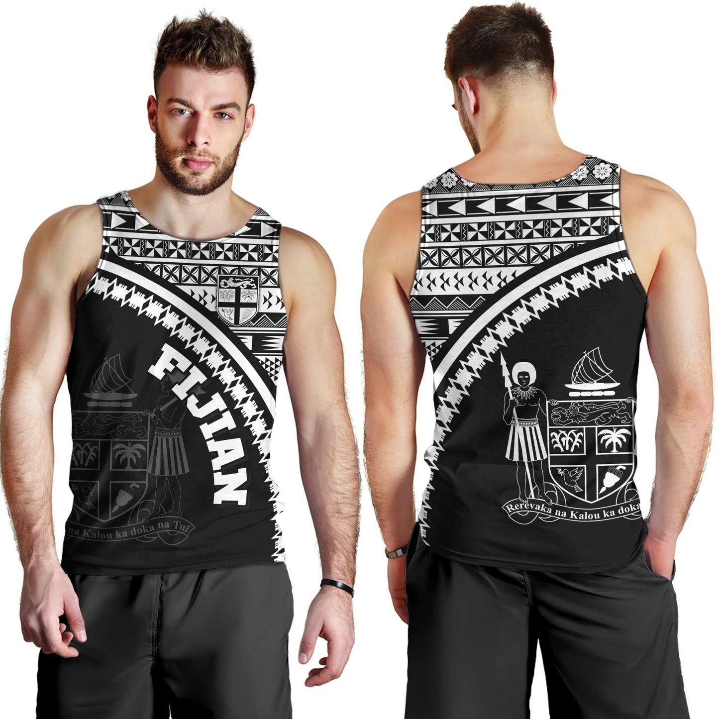 Fiji Custom Personalised Tank Top Fijian Kesakesa Masi Patterns Curve Style