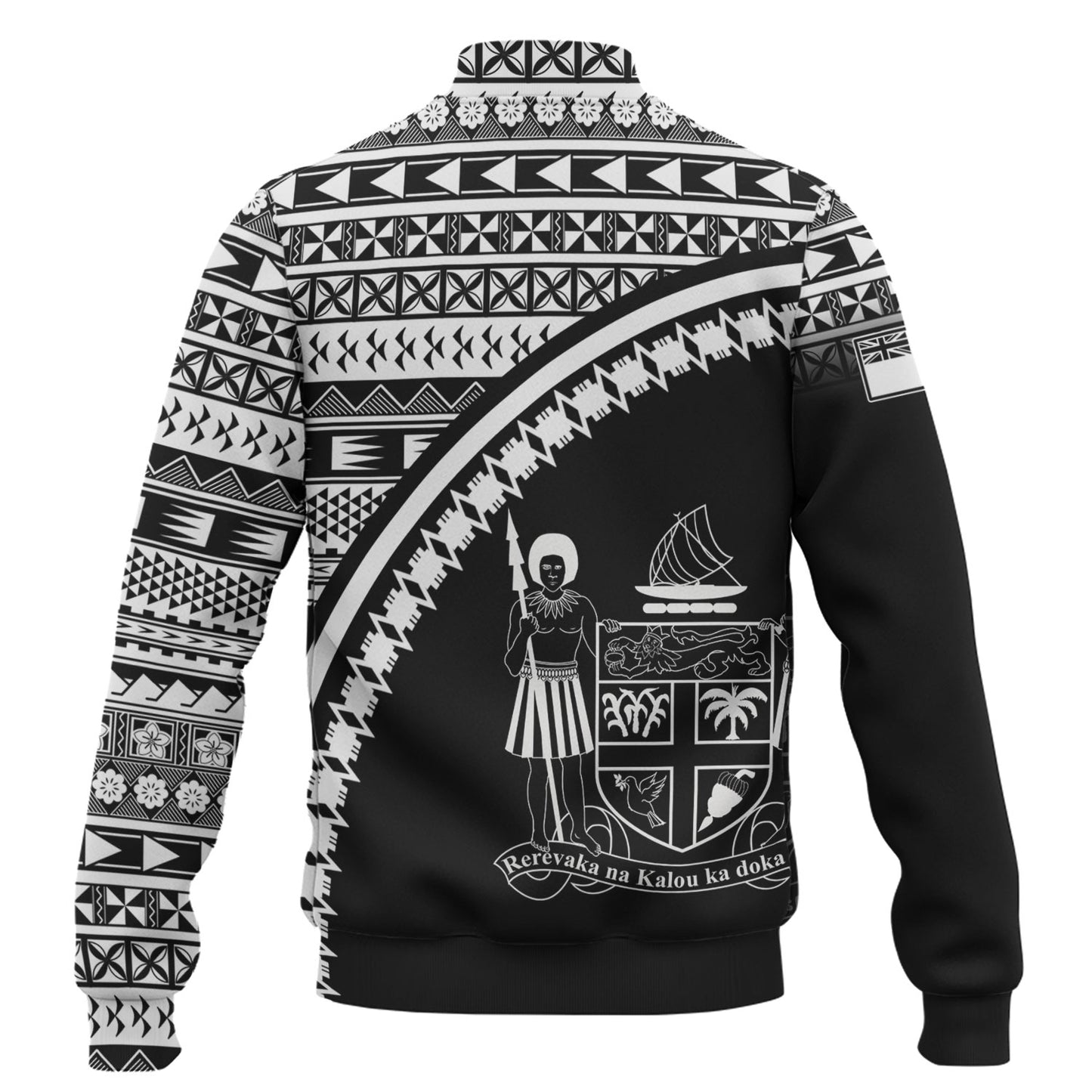 Fiji Custom Personalised Baseball Jacket Fijian Kesakesa Masi Patterns Curve Style