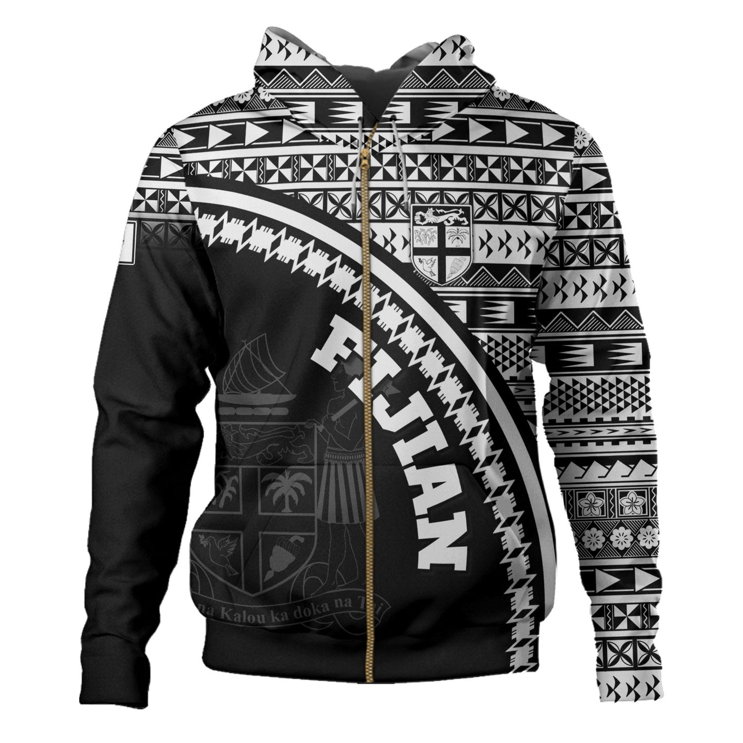 Fiji Custom Personalised Hoodie Fijian Kesakesa Masi Patterns Curve Style