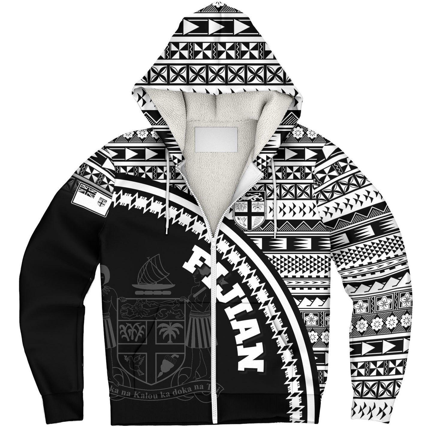 Fiji Custom Personalised Sherpa Hoodie Fijian Kesakesa Masi Patterns Curve Style