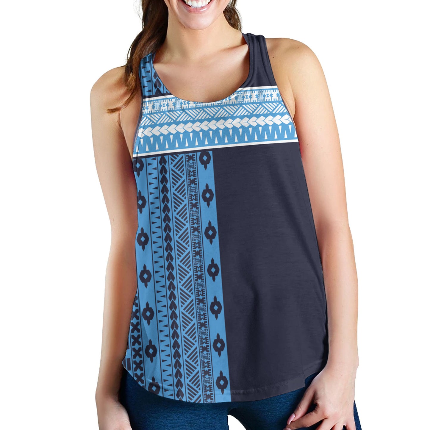 Fiji Women Tank Fijian Makare And Tapa Design