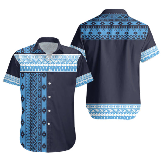 Fiji Short Sleeve Shirt Fijian Makare And Tapa Design