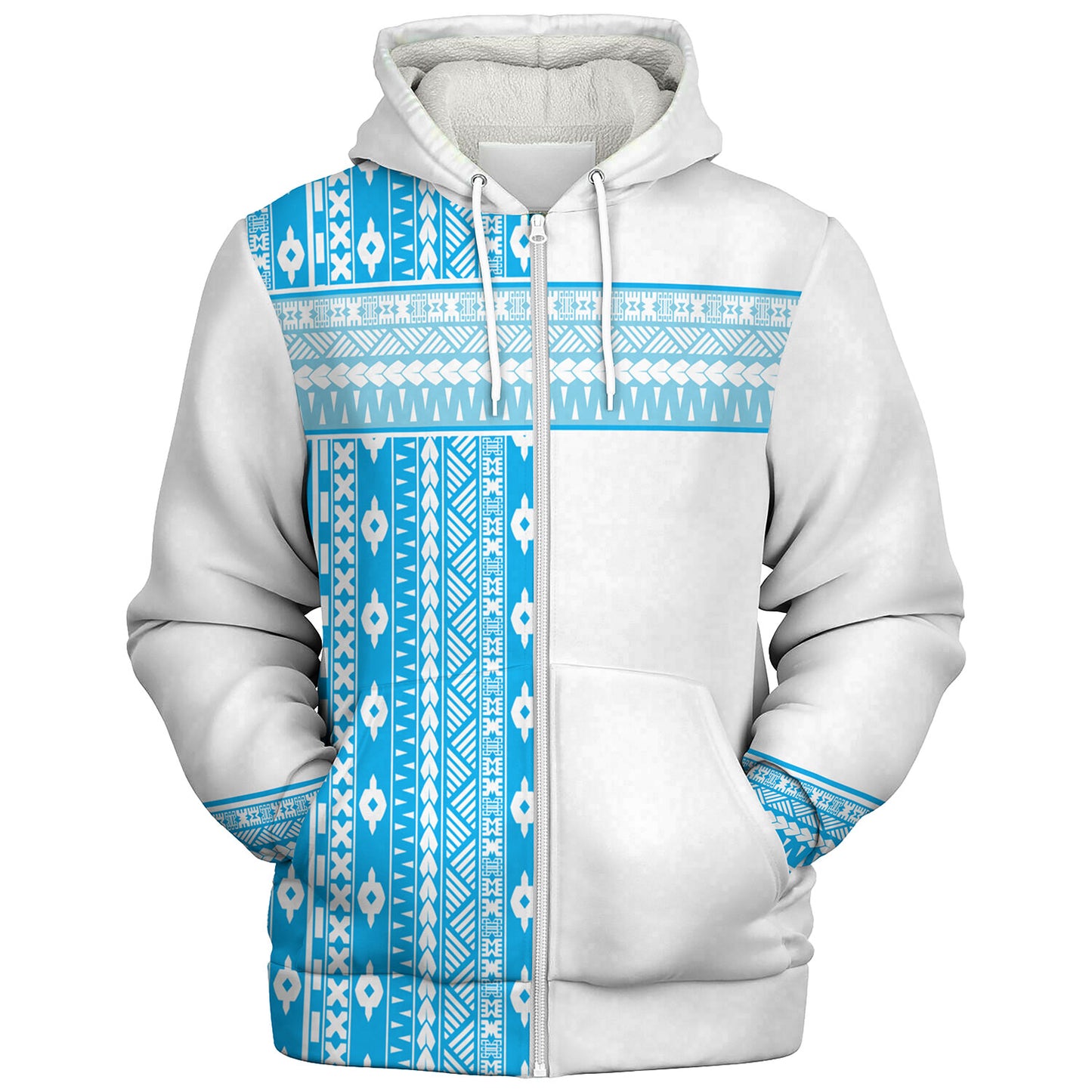 Fiji Sherpa Hoodie Fijian Makare And Tapa Design