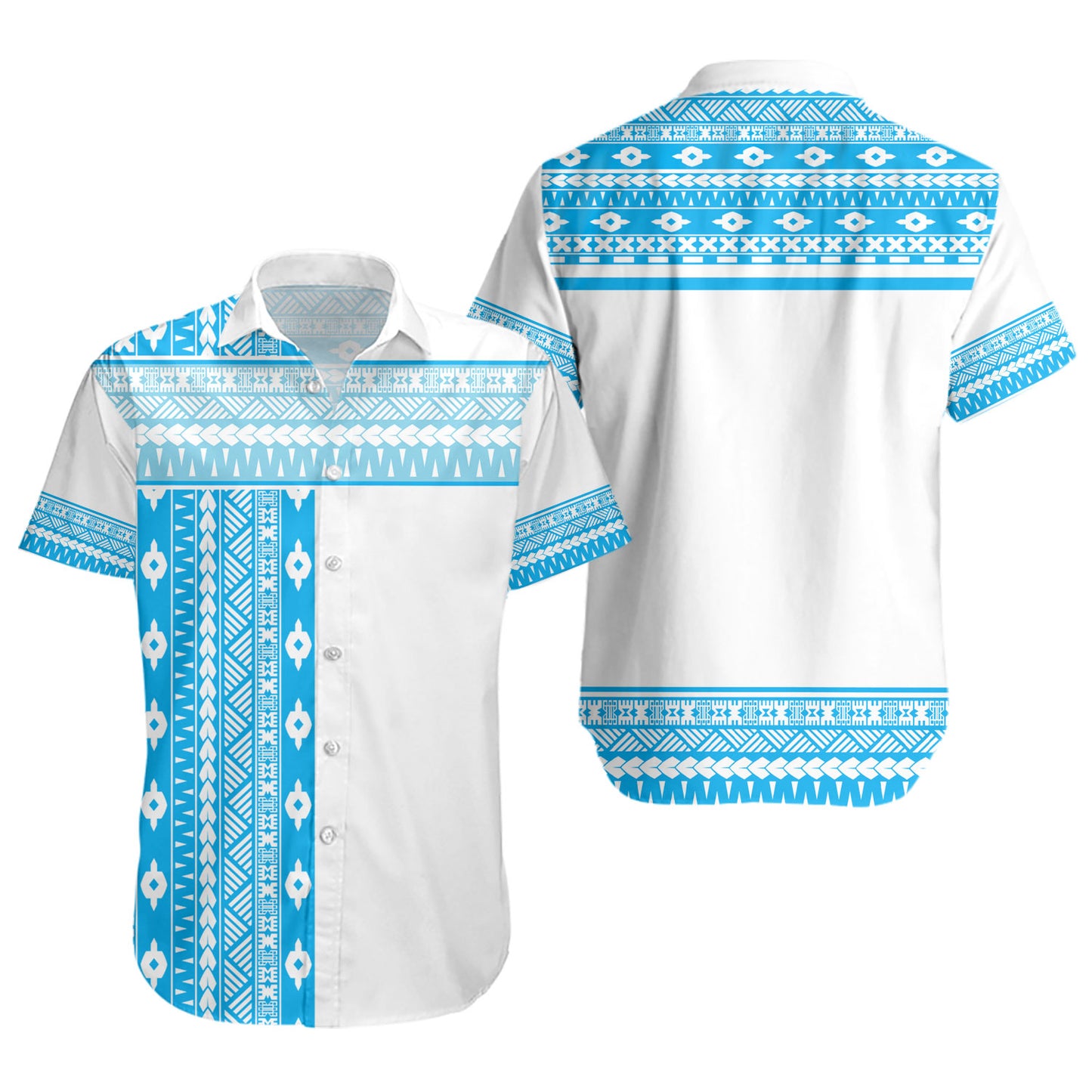 Fiji Short Sleeve Shirt Fijian Makare And Tapa Design