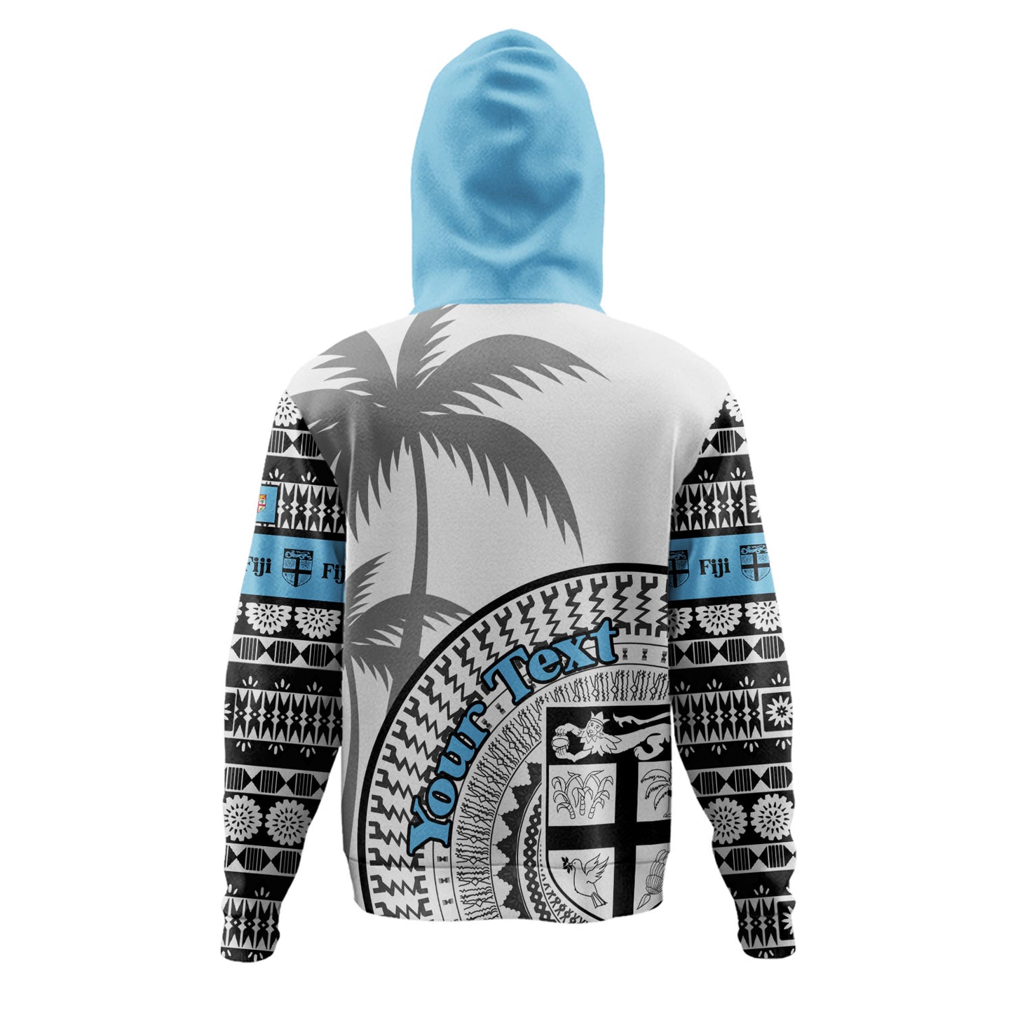 Fiji Custom Personalised Hoodie Fijian Masi Palm Curve Style