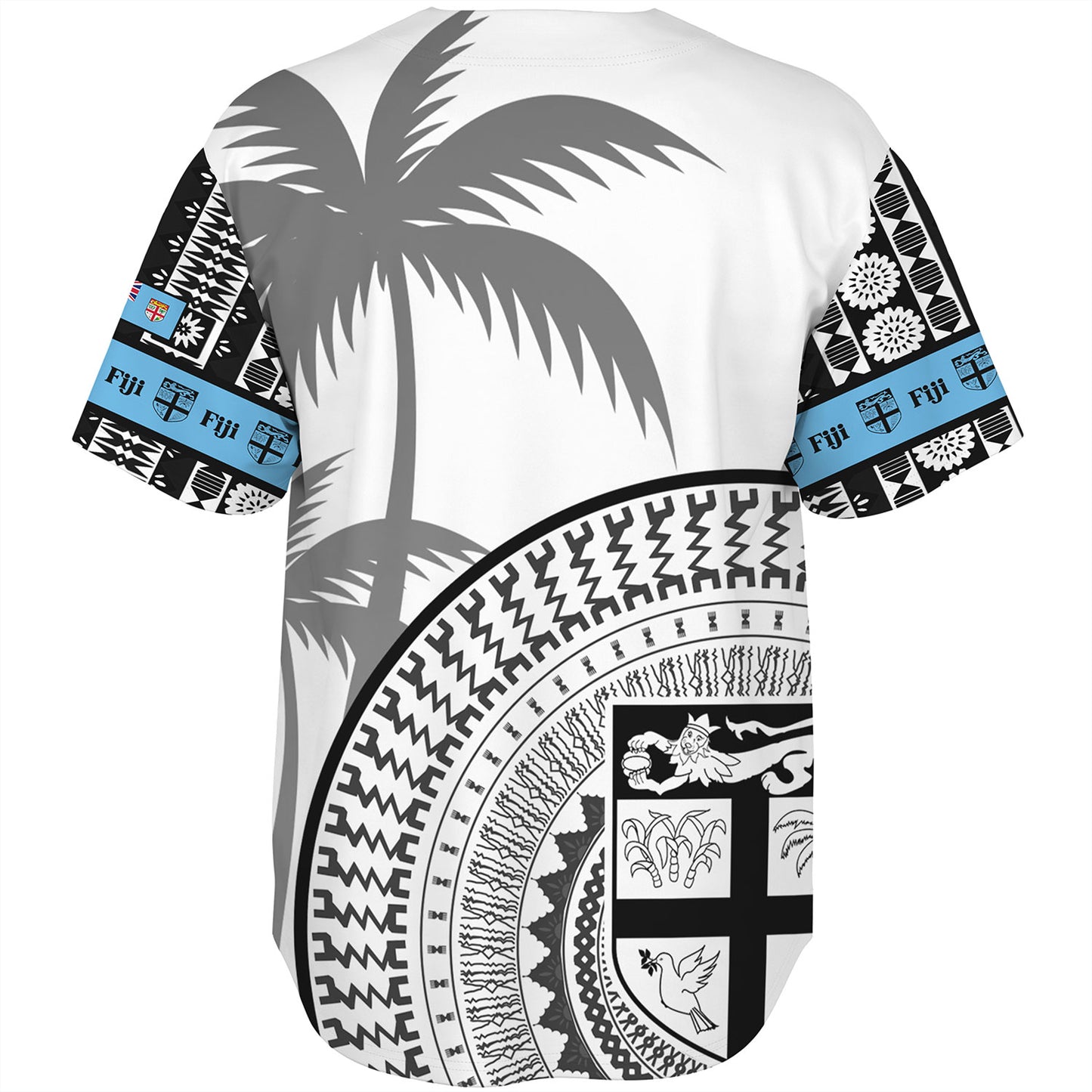 Fiji Custom Personalised Baseball Shirt Fijian Masi Palm Curve Style