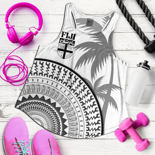 Fiji Custom Personalised Women Tank Fijian Masi Palm Curve Style