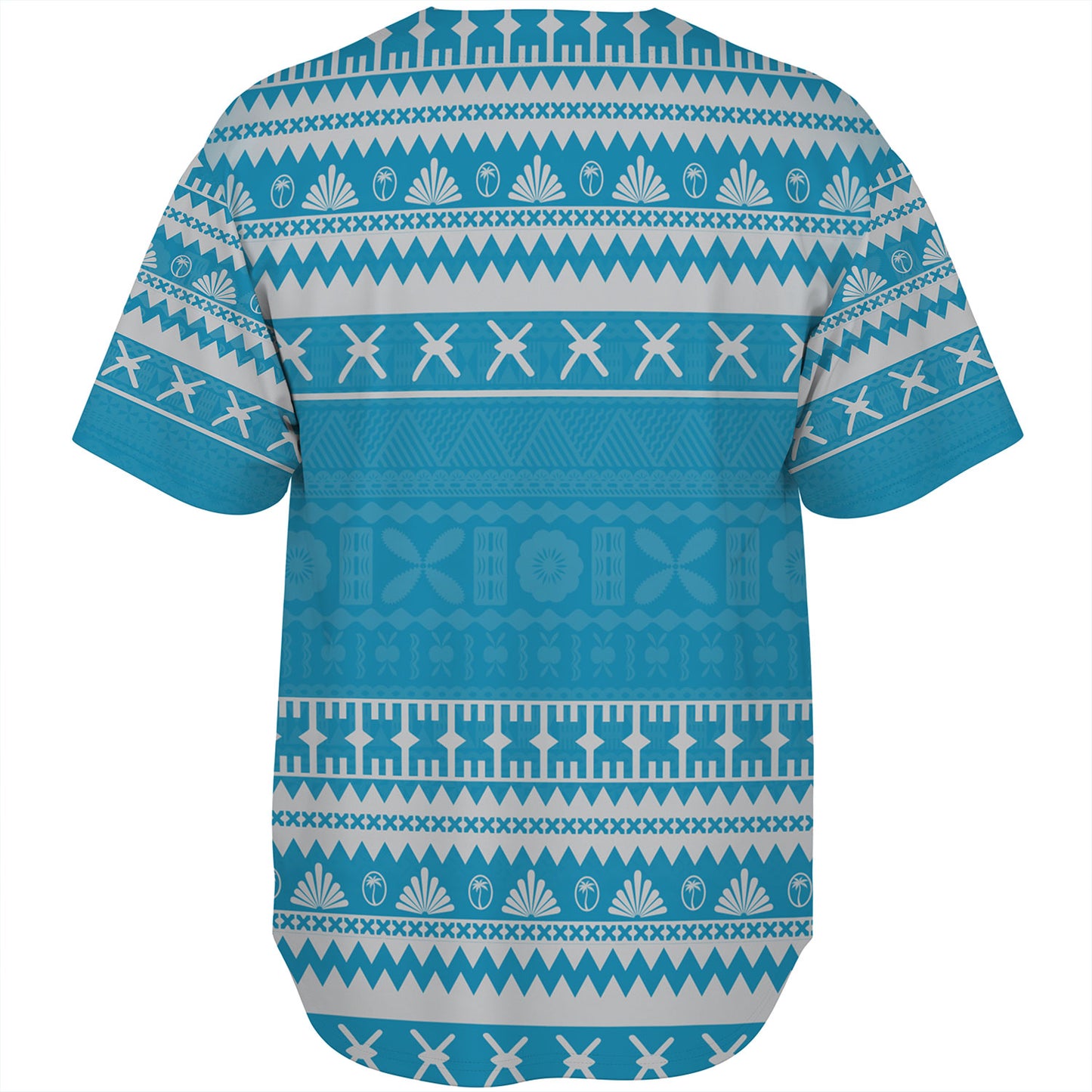 Fiji Baseball Shirt Fijian Masi Pattern Palm Style