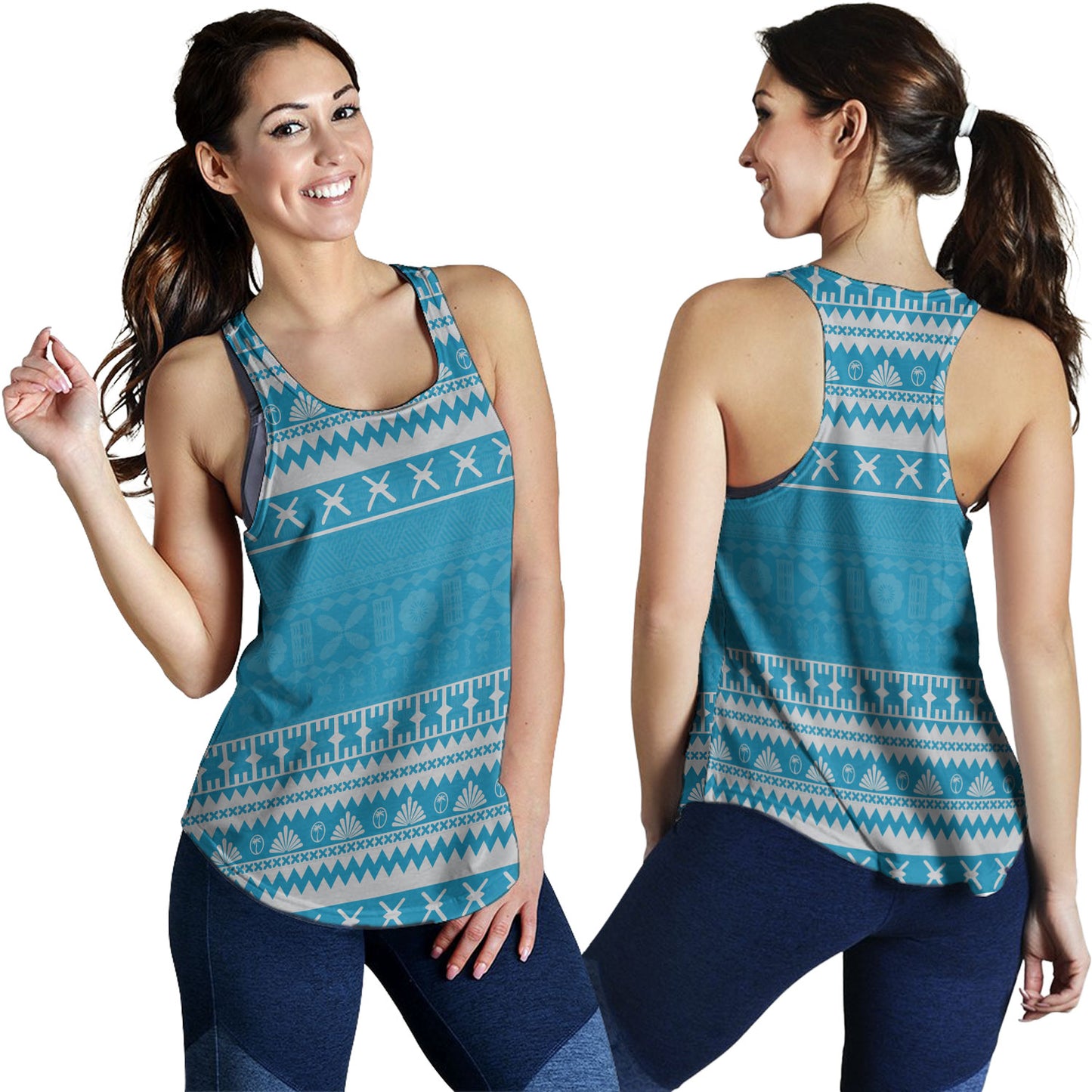 Fiji Women Tank Fijian Masi Pattern Palm Style