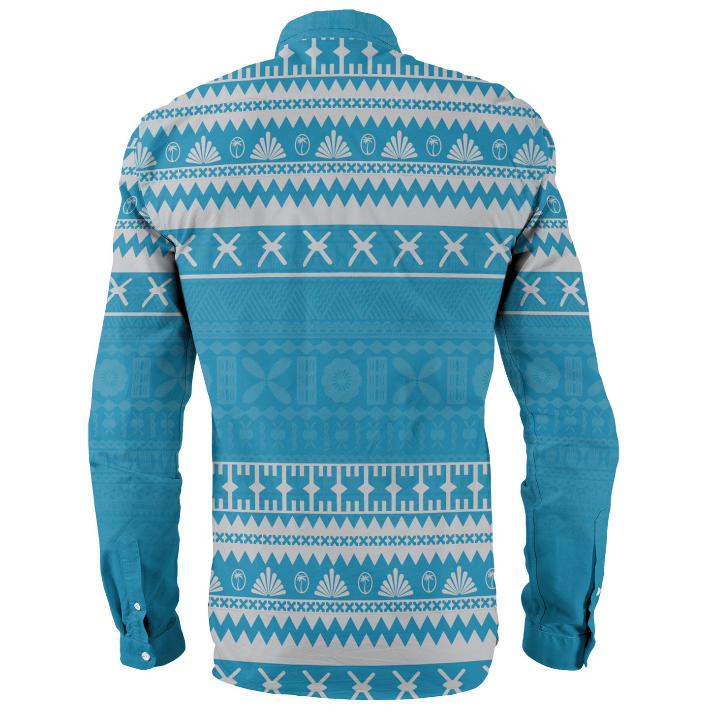 Fiji Long Sleeve Shirt Fijian Masi Pattern Palm Style