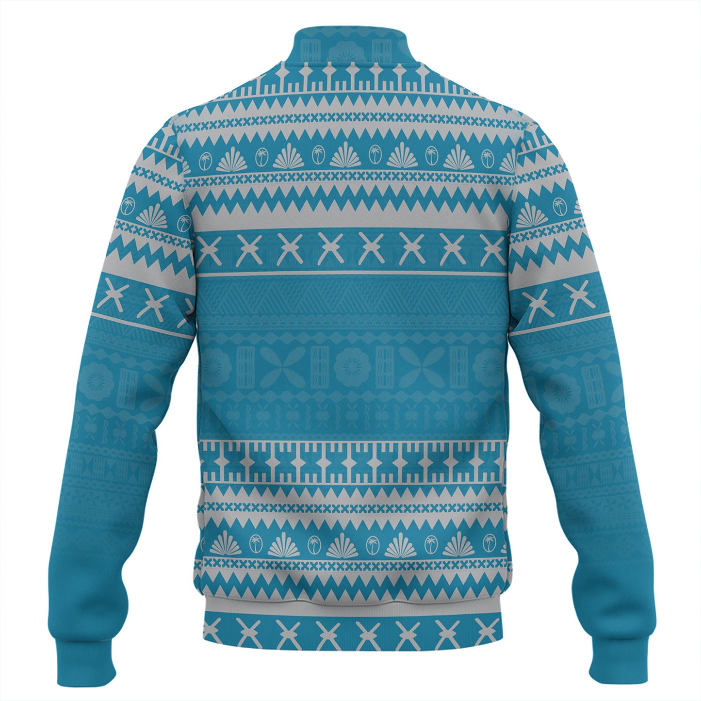 Fiji Baseball Jacket Fijian Masi Pattern Palm Style