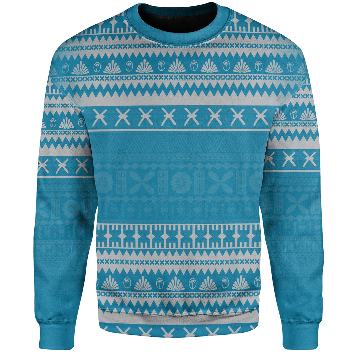 Fiji Sweatshirt Fijian Masi Pattern Palm Style