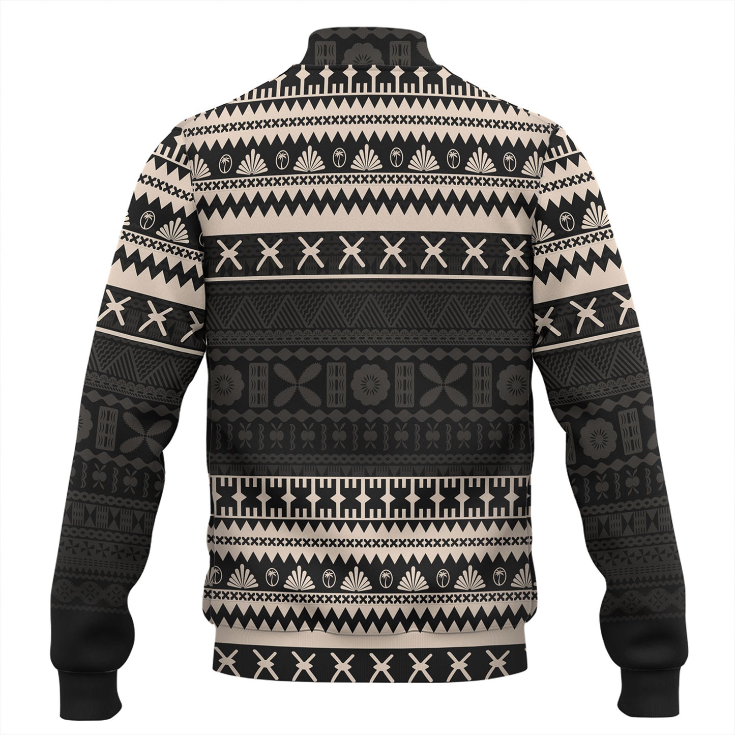 Fiji Baseball Jacket Fijian Masi Pattern Palm Style