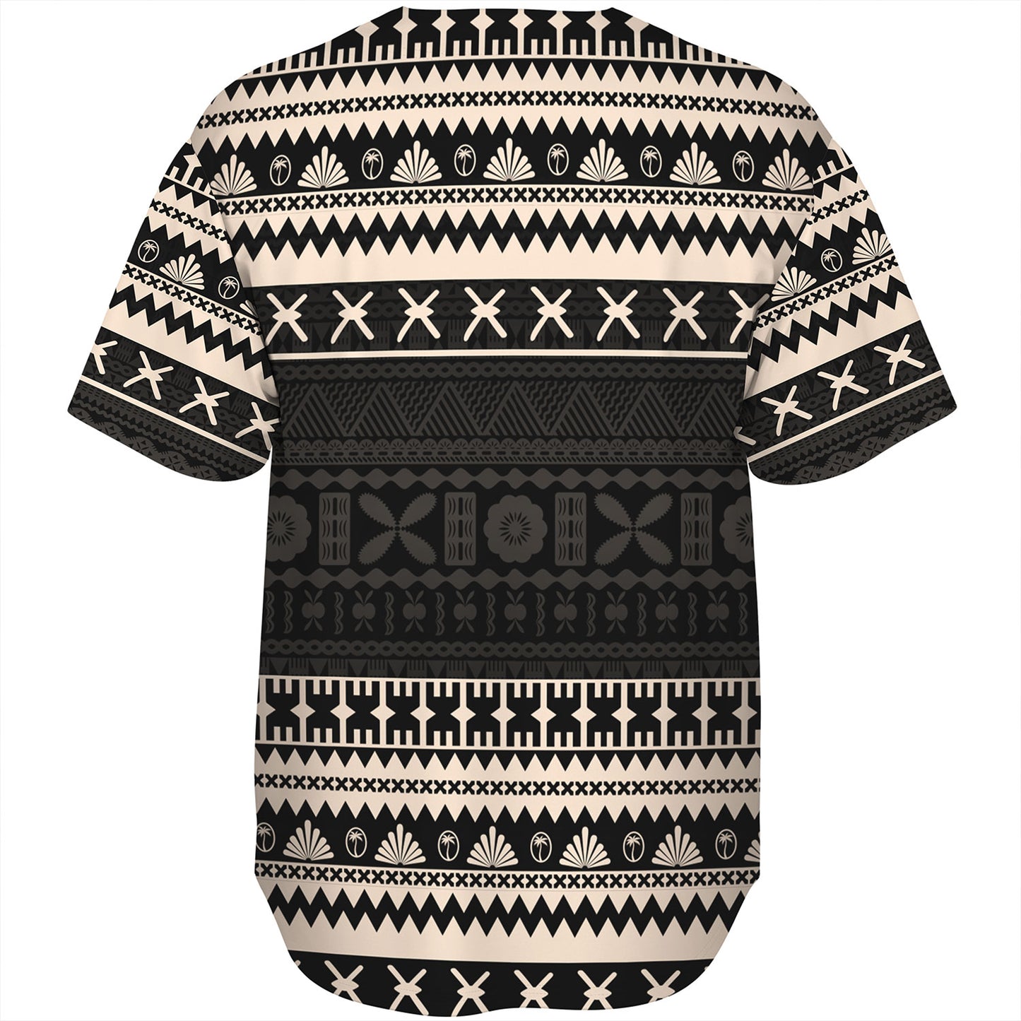 Fiji Baseball Shirt Fijian Masi Pattern Palm Style