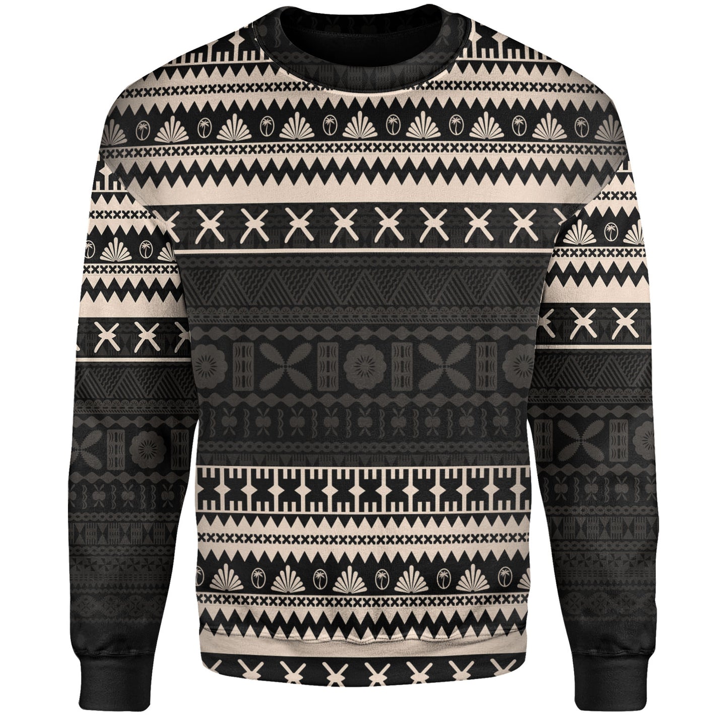 Fiji Sweatshirt Fijian Masi Pattern Palm Style