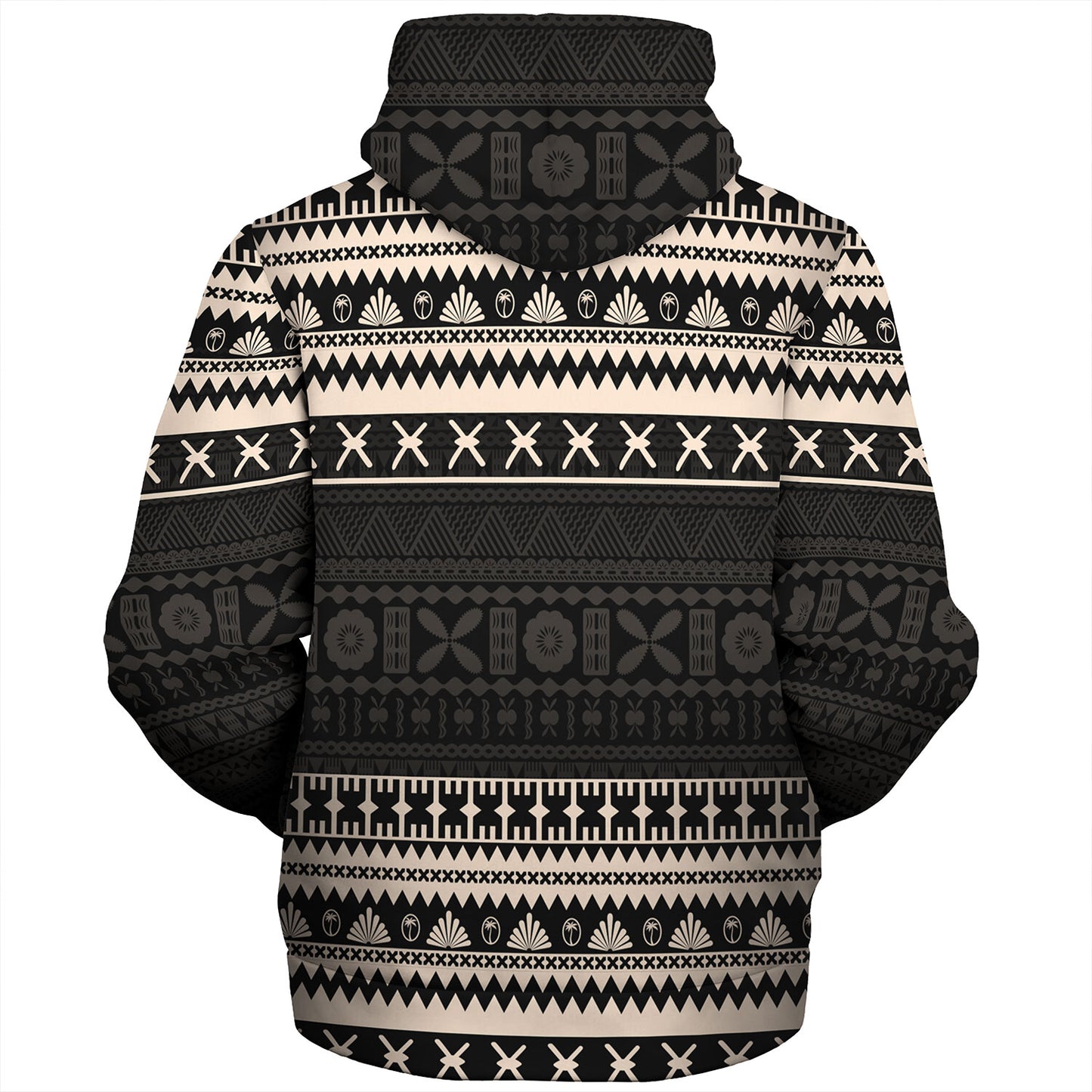 Fiji Sherpa Hoodie Fijian Masi Pattern Palm Style