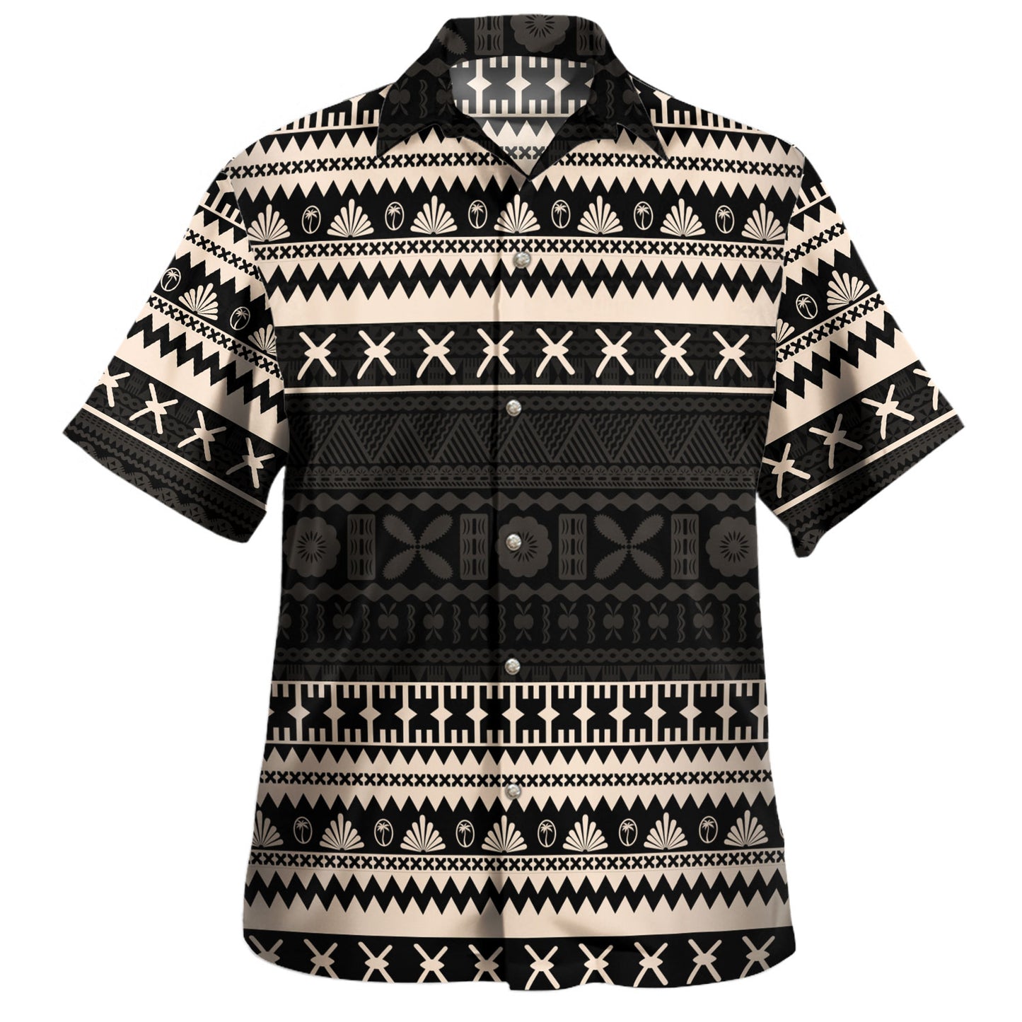 Fiji Hawaiian Shirt Fijian Masi Pattern Palm Style