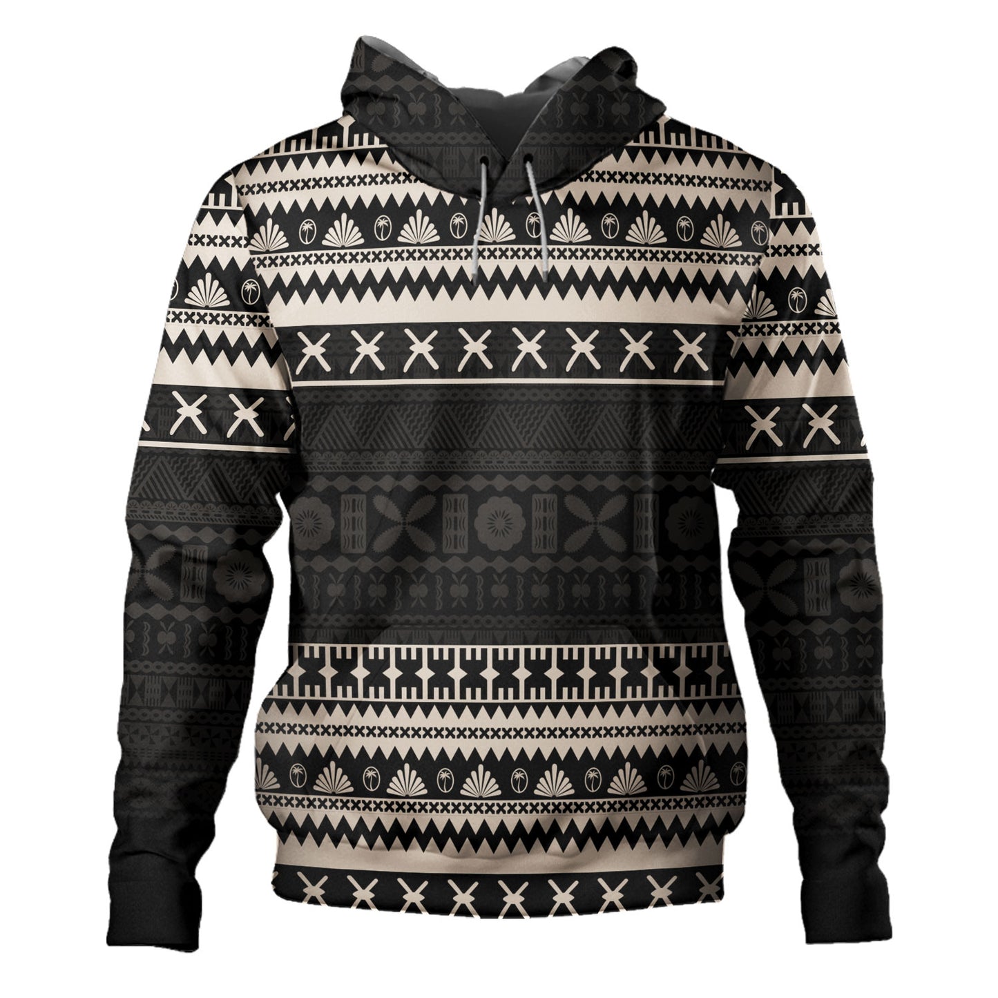 Fiji Hoodie Fijian Masi Pattern Palm Style