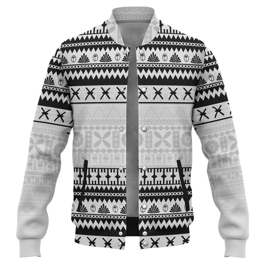 Fiji Baseball Jacket Fijian Masi Pattern Palm Style