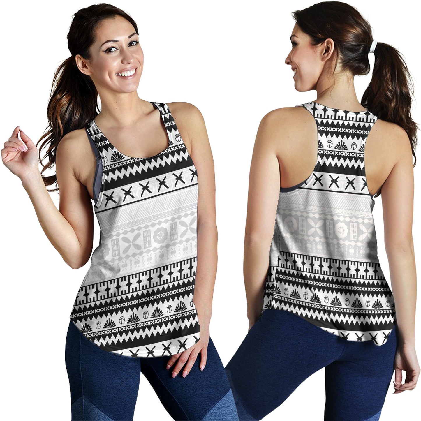 Fiji Women Tank Fijian Masi Pattern Palm Style