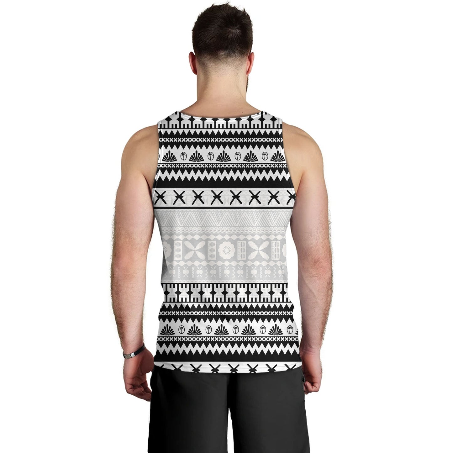 Fiji Tank Top Fijian Masi Pattern Palm Style