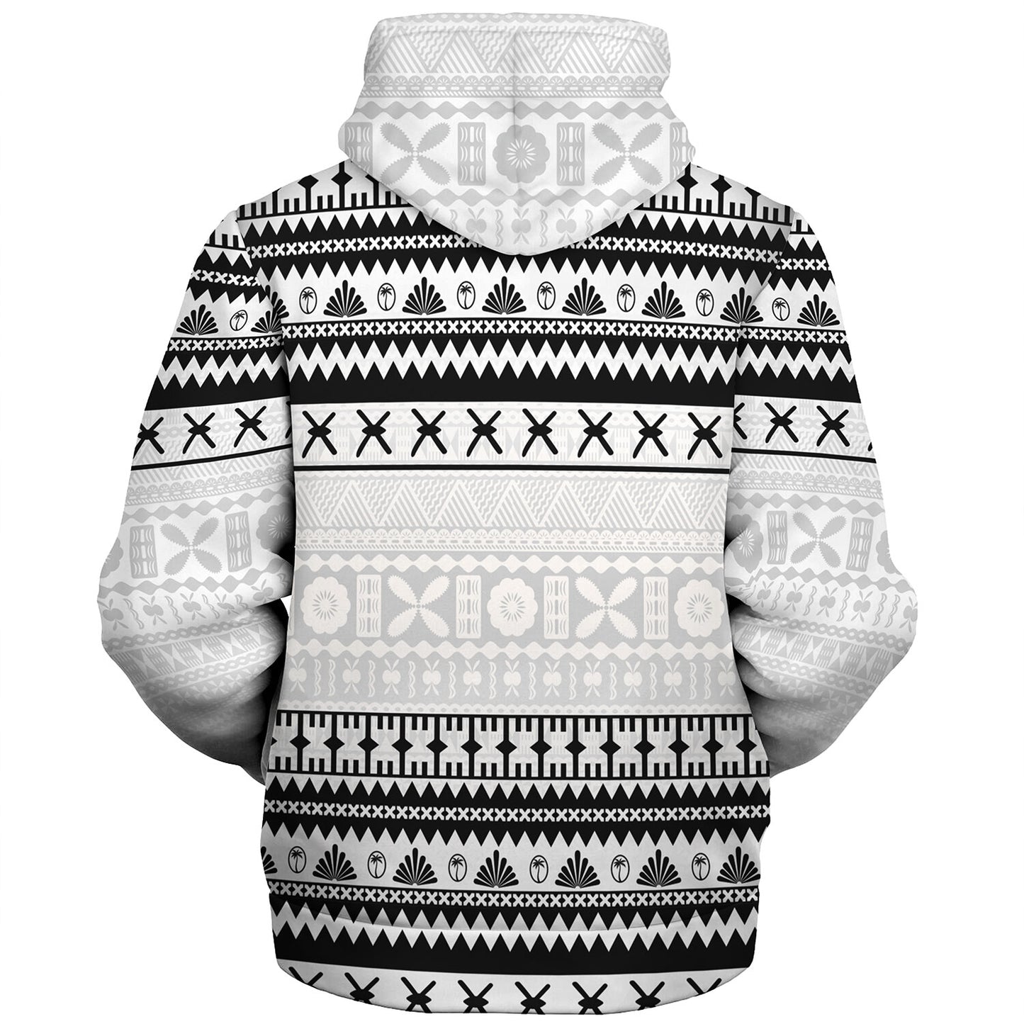 Fiji Sherpa Hoodie Fijian Masi Pattern Palm Style