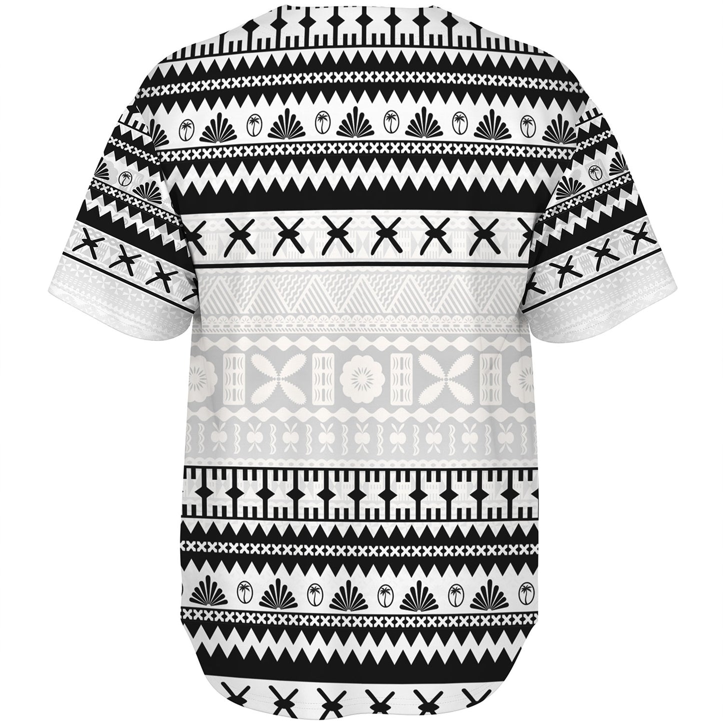 Fiji Baseball Shirt Fijian Masi Pattern Palm Style