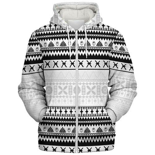 Fiji Sherpa Hoodie Fijian Masi Pattern Palm Style