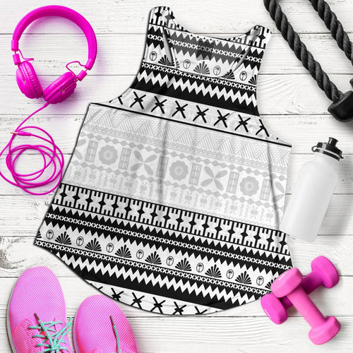 Fiji Women Tank Fijian Masi Pattern Palm Style