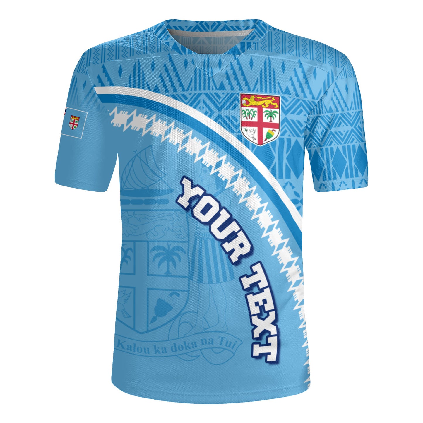 Fiji Custom Personalised Rugby Jersey Fijian Masi Patterns Curve Style