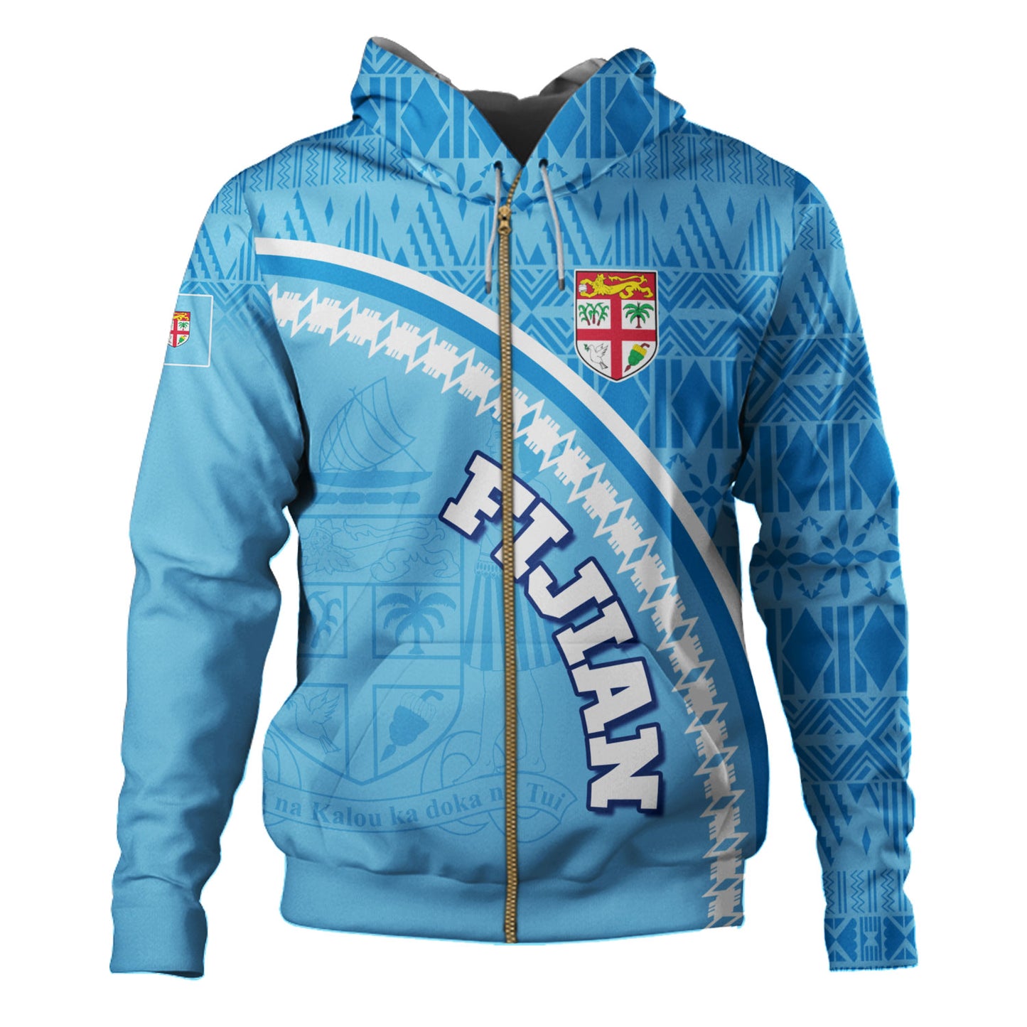Fiji Custom Personalised Hoodie Fijian Masi Patterns Curve Style