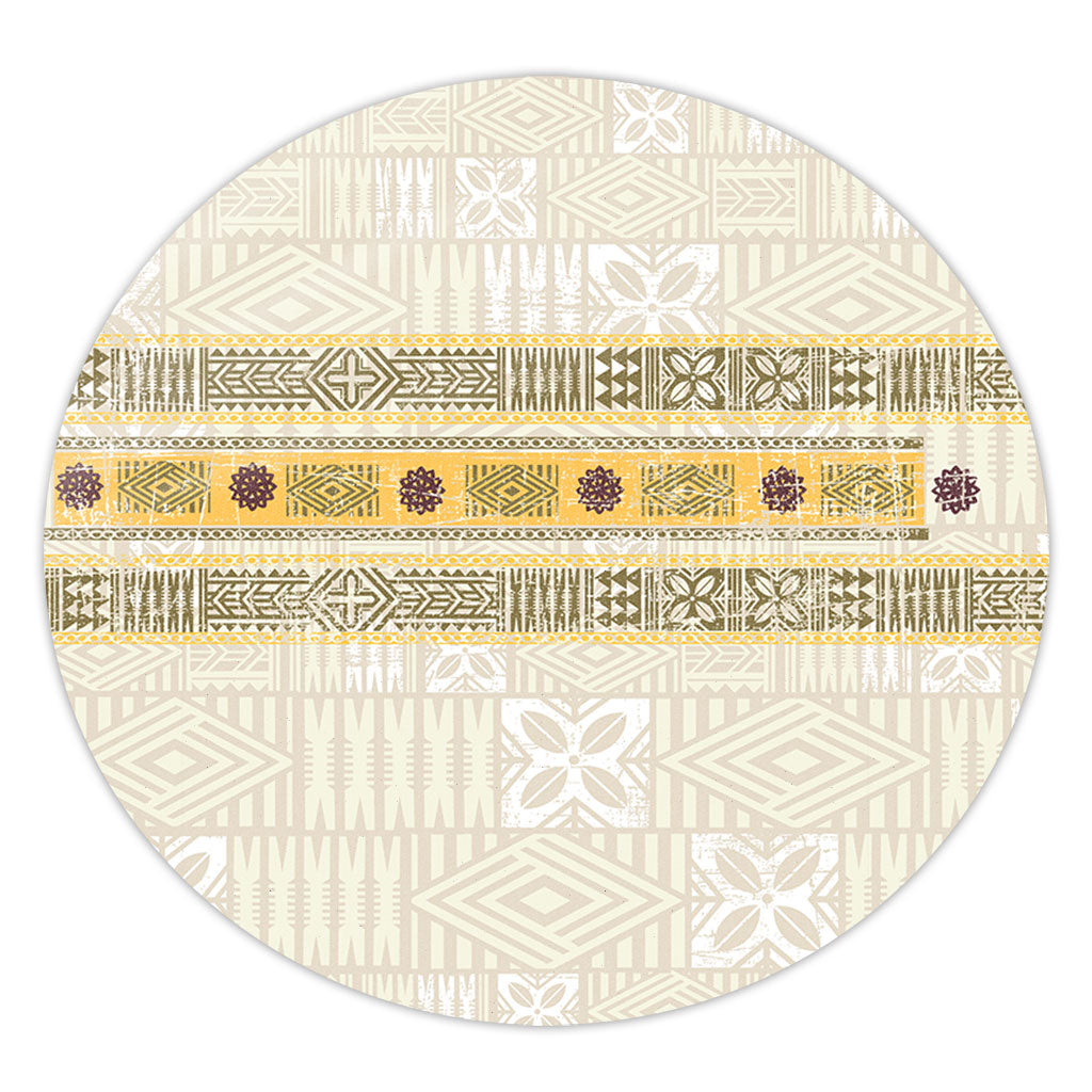 Fiji Round Rug Fijian Masi Tapa Design