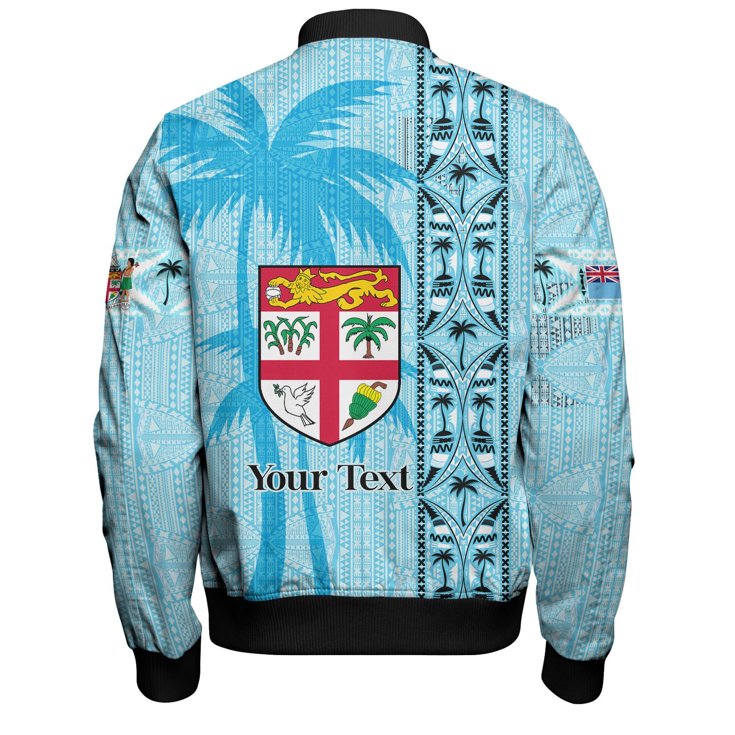Fiji Custom Personalised Bomber Jacket Fijian Tapa Palms Designs