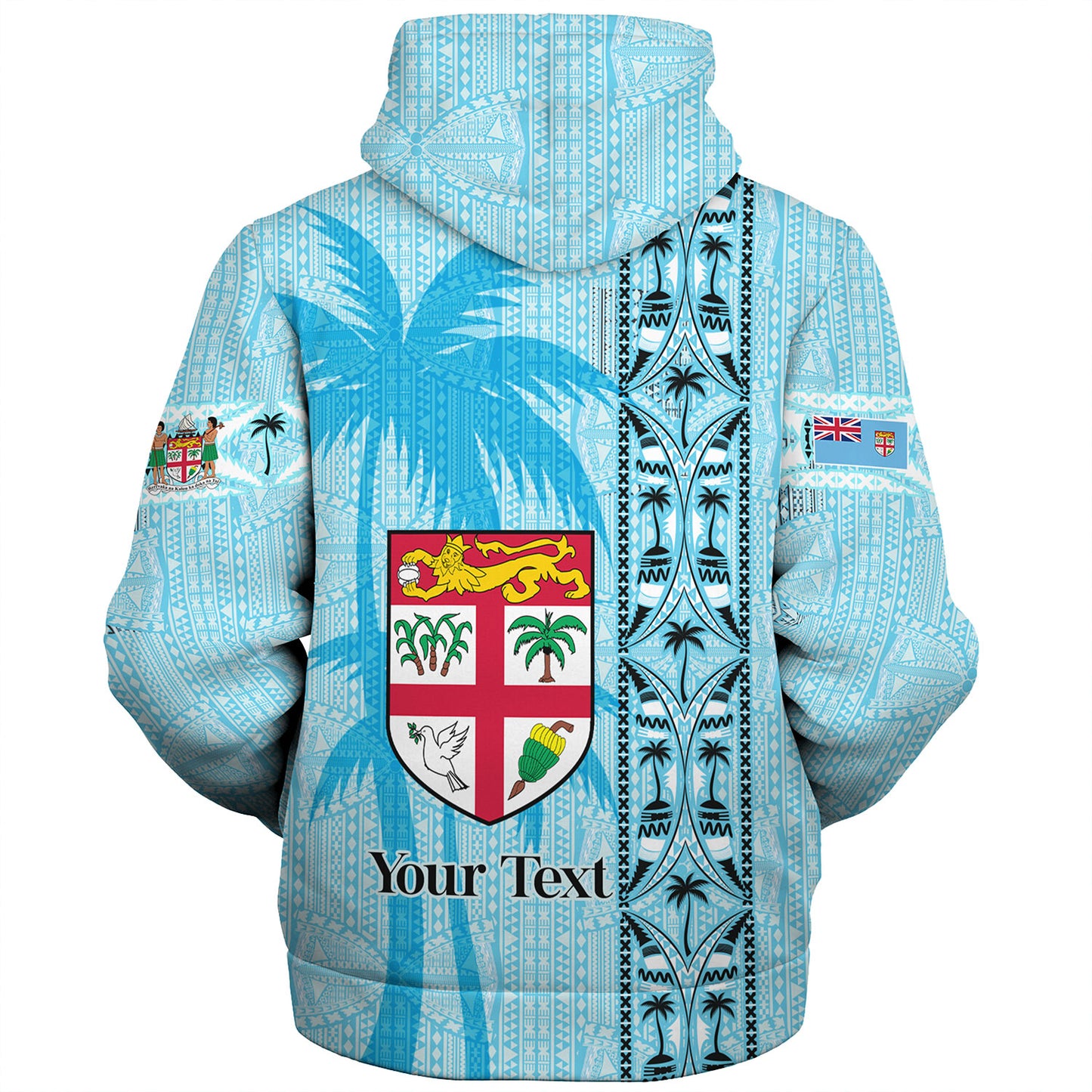 Fiji Custom Personalised Sherpa Hoodie Fijian Tapa Palms Designs
