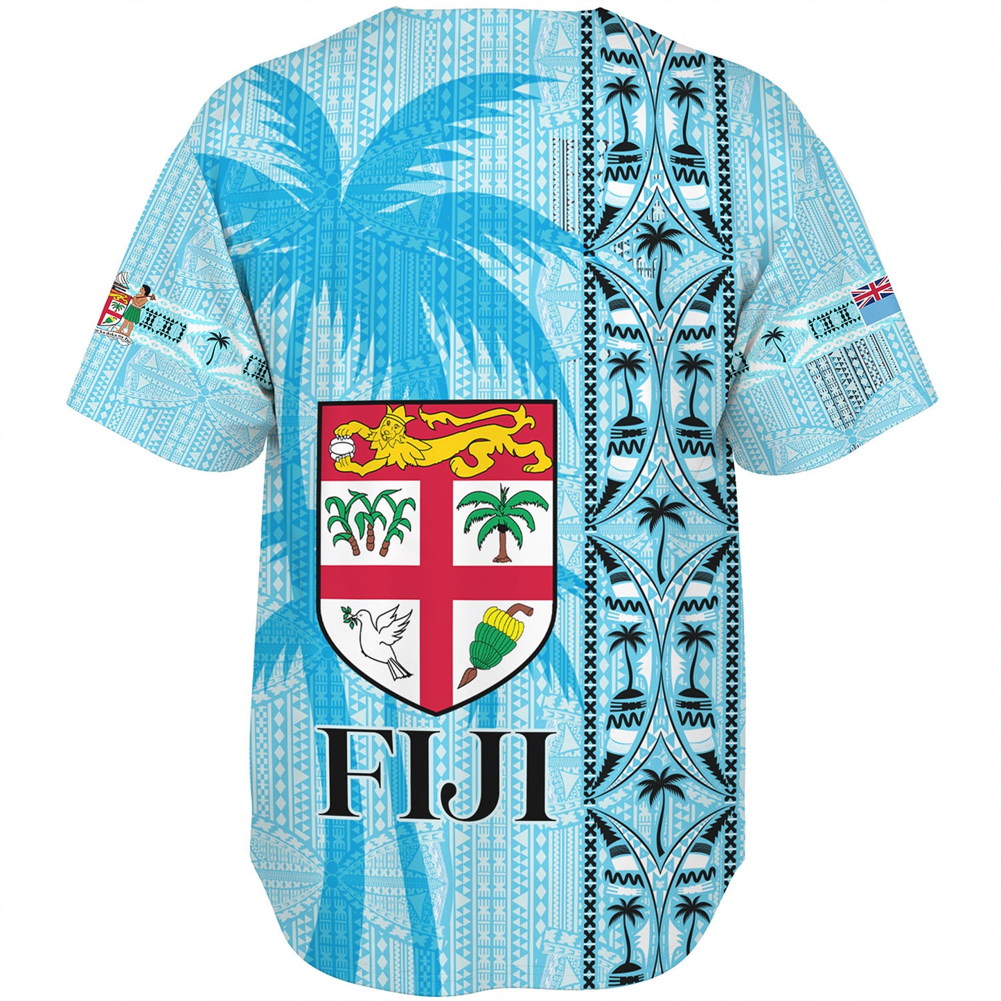 Fiji Custom Personalised Baseball Shirt Fijian Tapa Palms Designs