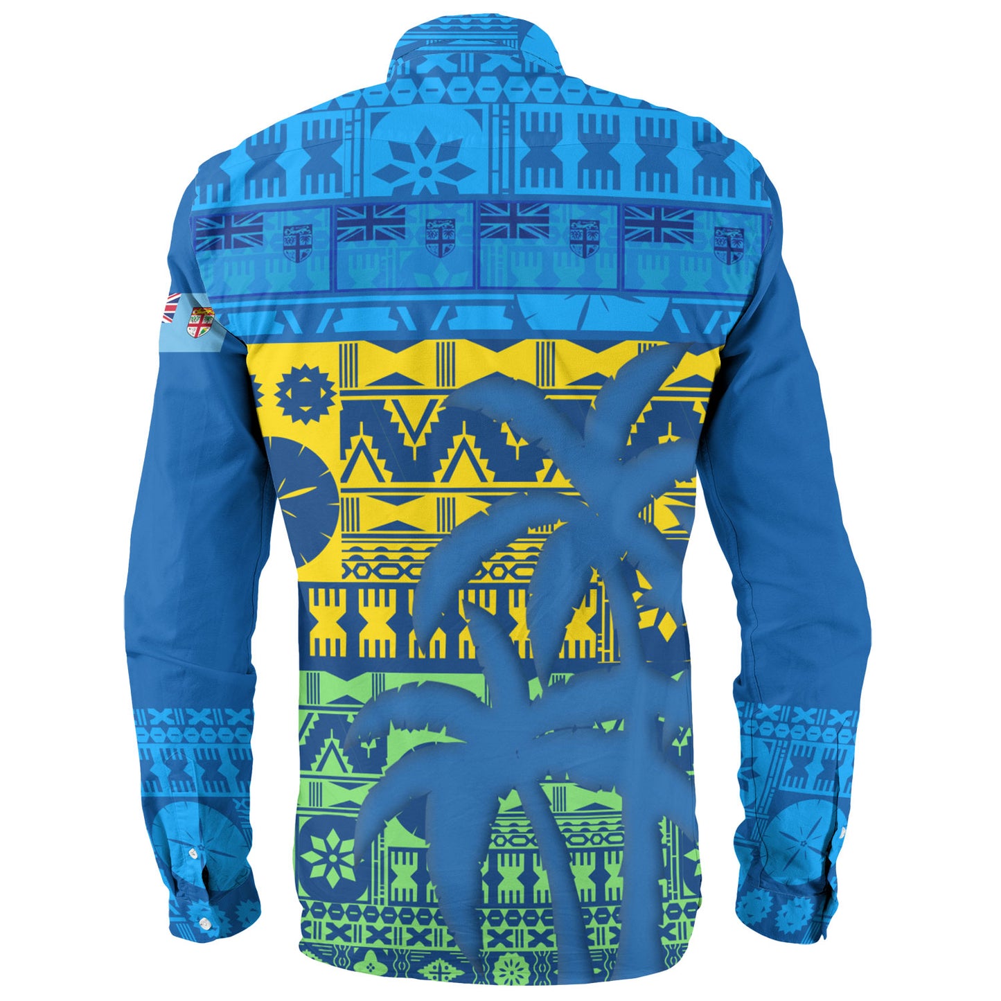 Fiji Long Sleeve Shirt Fijian Tapa Patterns Palm Tree Design