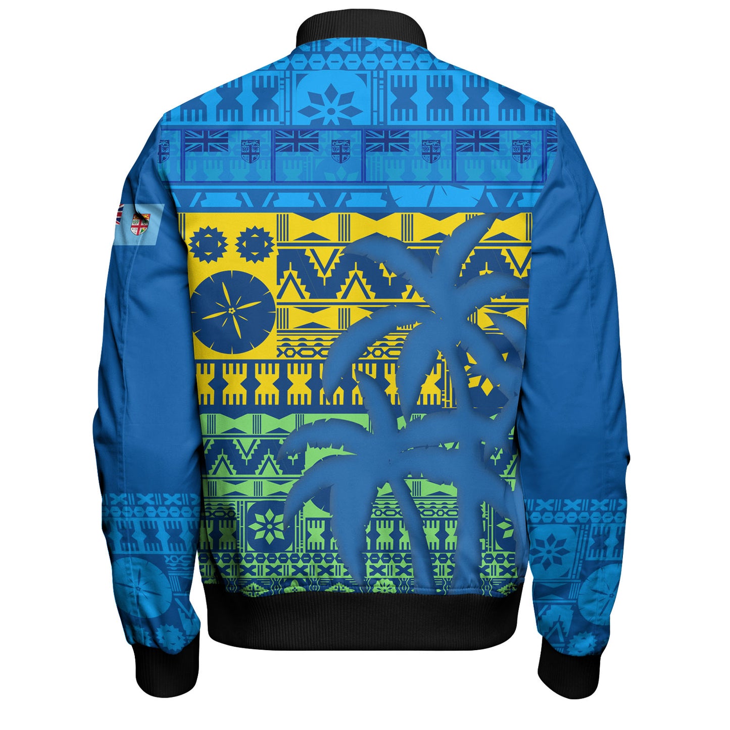 Fiji Bomber Jacket Fijian Tapa Patterns Palm Tree Design