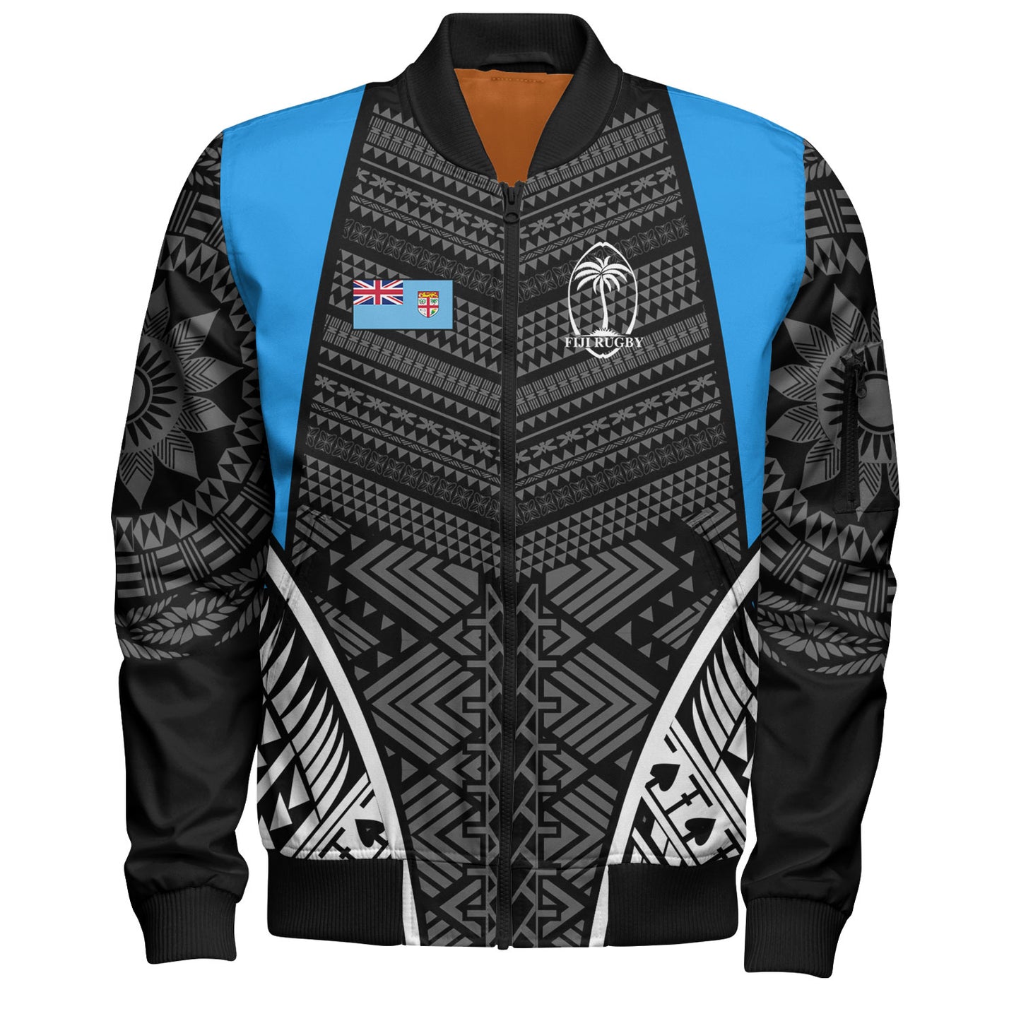 Fiji Bomber Jacket - Custom Fijian Tapa Patterns Sport Style