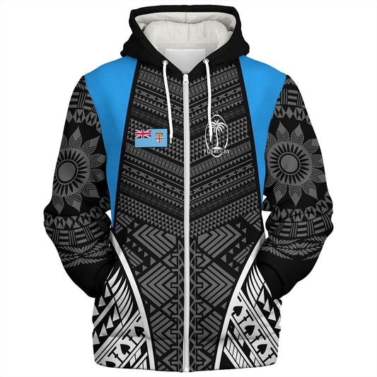 Fiji Sherpa Hoodie - Custom Fijian Tapa Patterns Sport Style