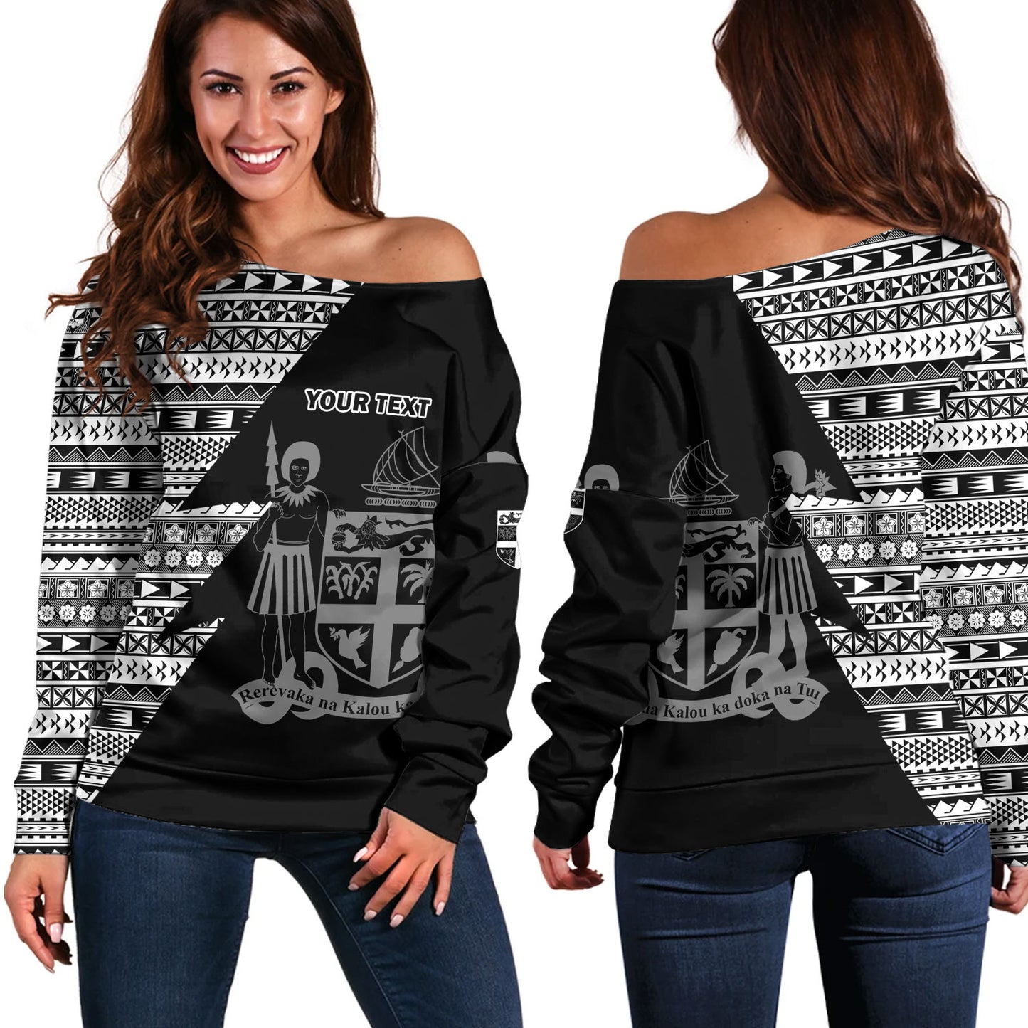 Fiji Custom Personalised Off Shoulder Sweatshirt Flash Style