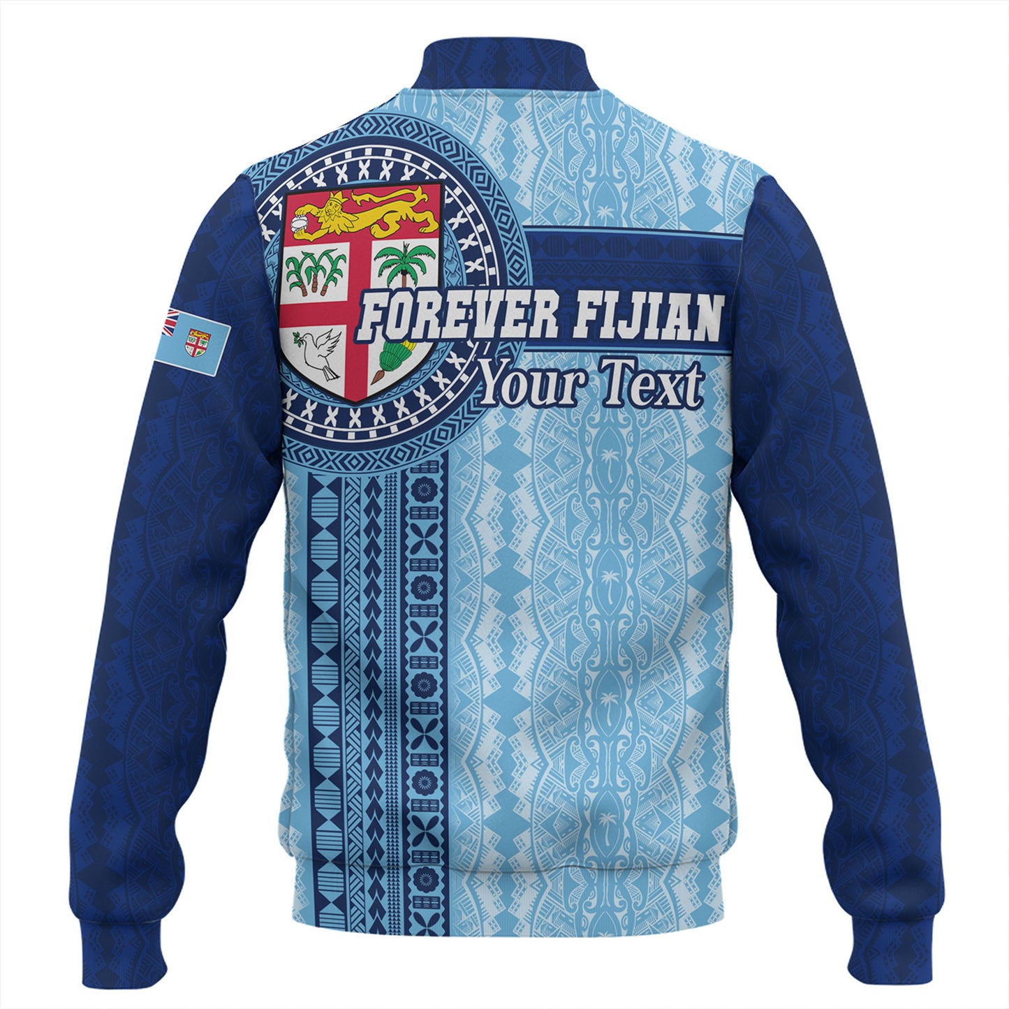 Fiji Baseball Jacket - Custom Forever Fiji Tapa Pattern Design