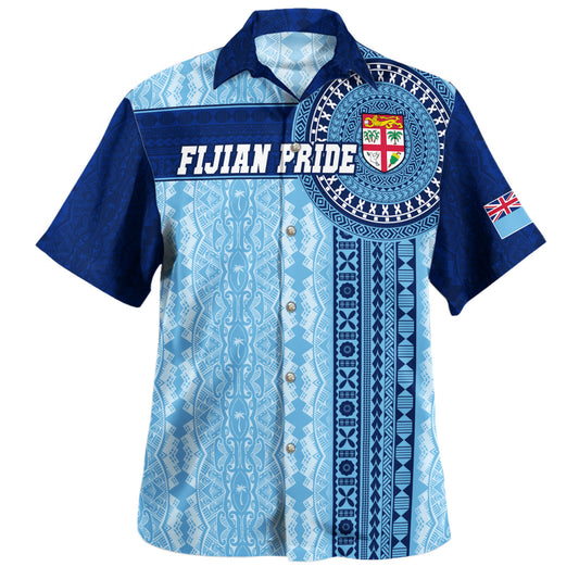 Fiji Hawaiian Shirt Fijian Tapa Pattens Brown Color Vintage Design