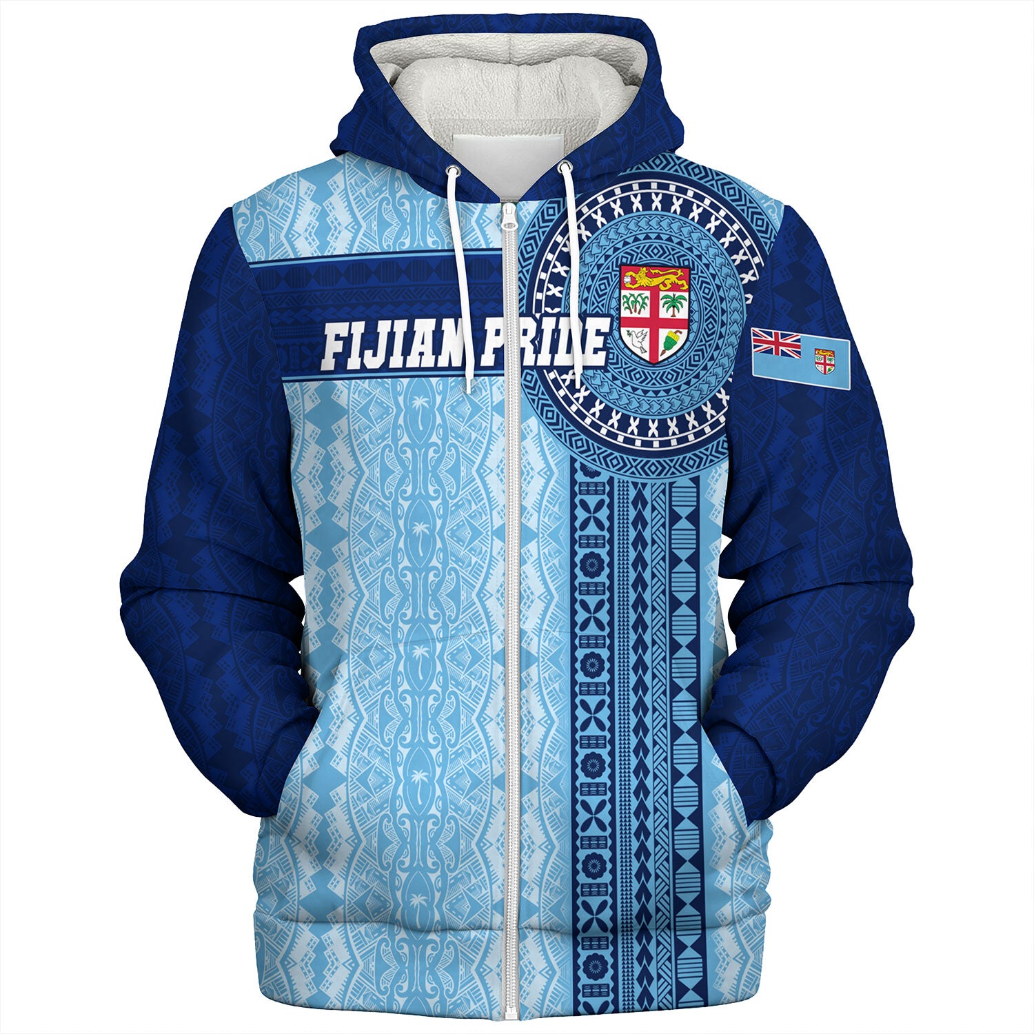 Fiji Sherpa Hoodie - Custom Forever Fiji Tapa Pattern Design