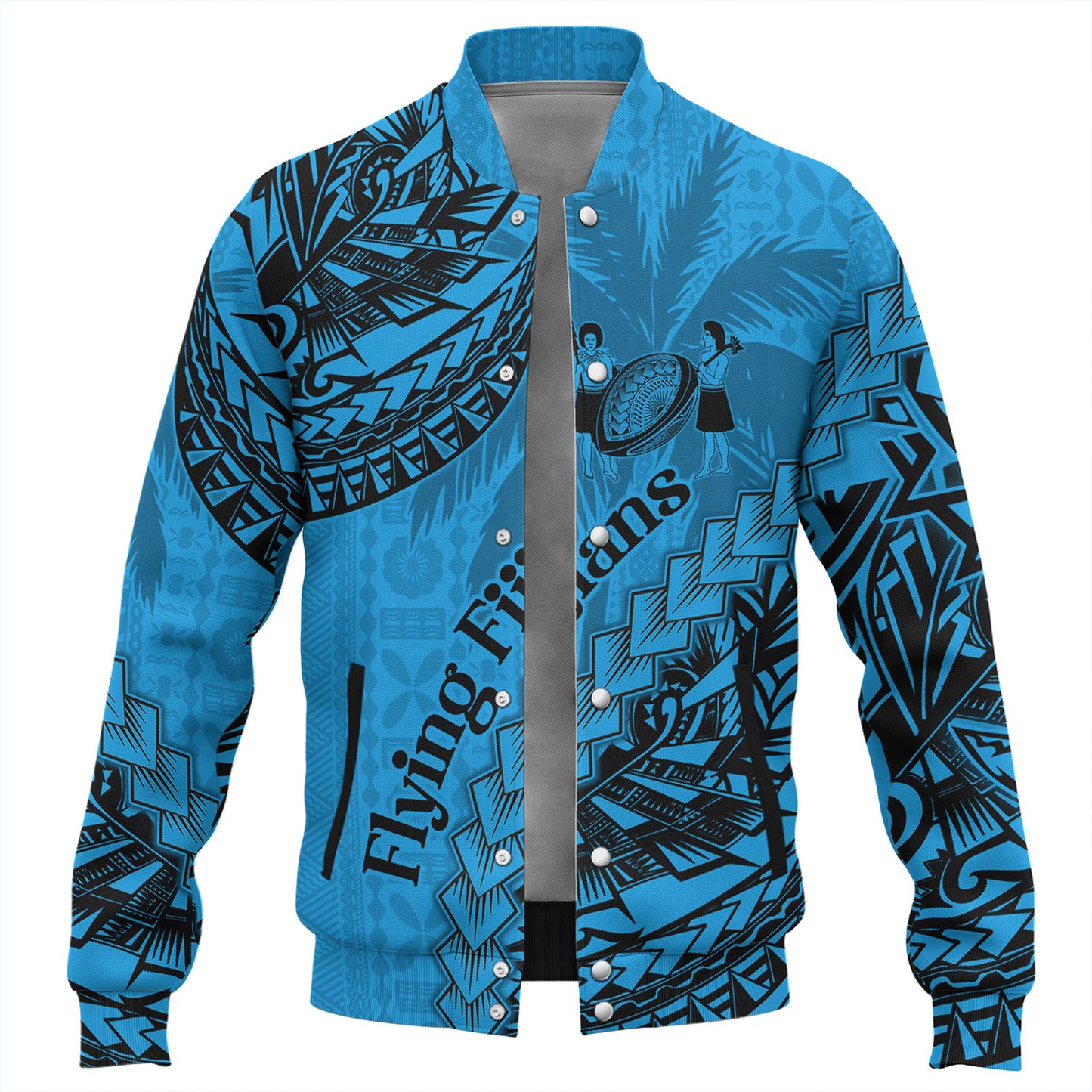Fiji Baseball Jacket Kaiviti Fiji Rugby Palm Tree